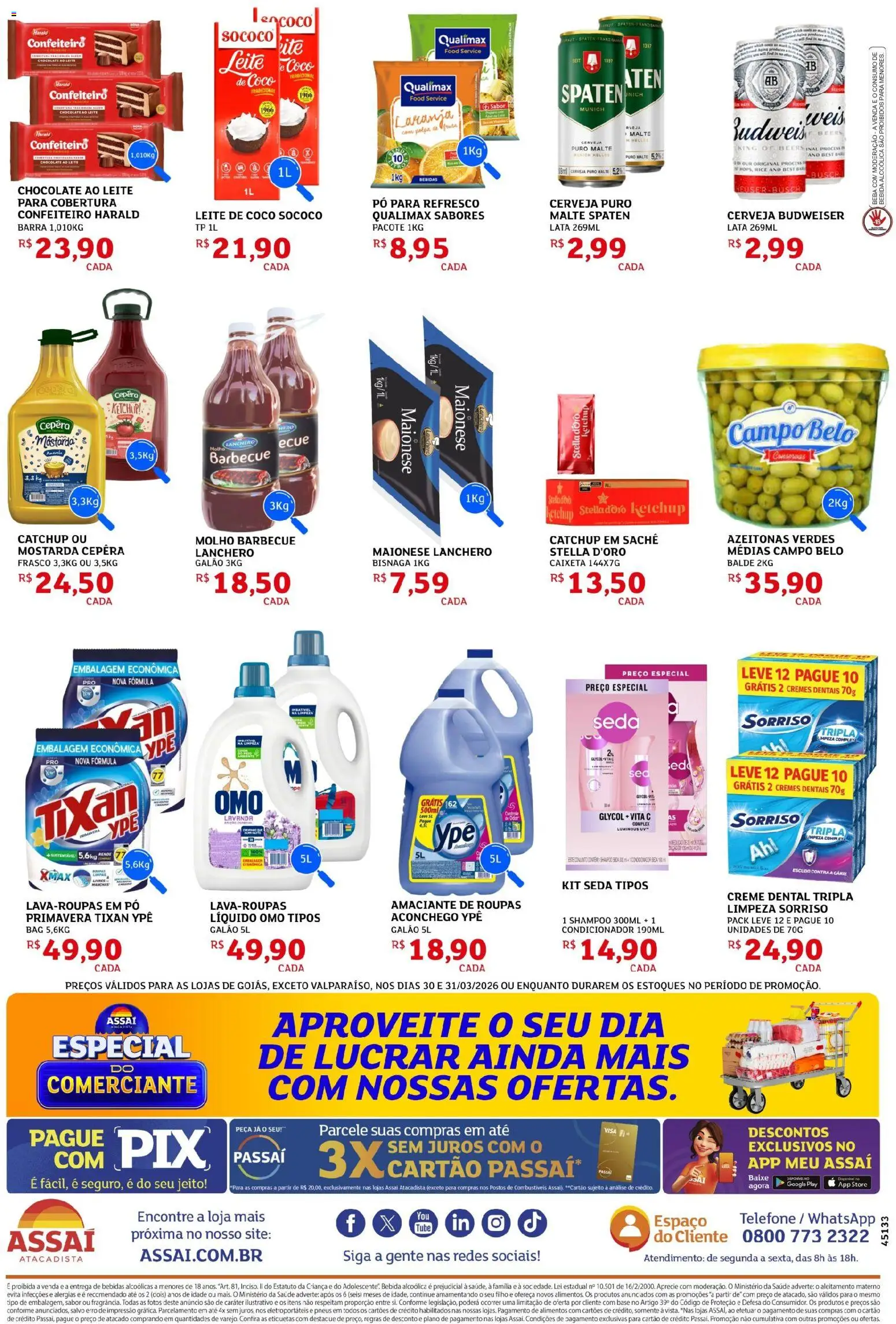 Assaí Atacadista Folheto - válido de 30.03.2026 | Página: 2 | Produtos: Shampoo, Ketchup, Creme dental, Balde