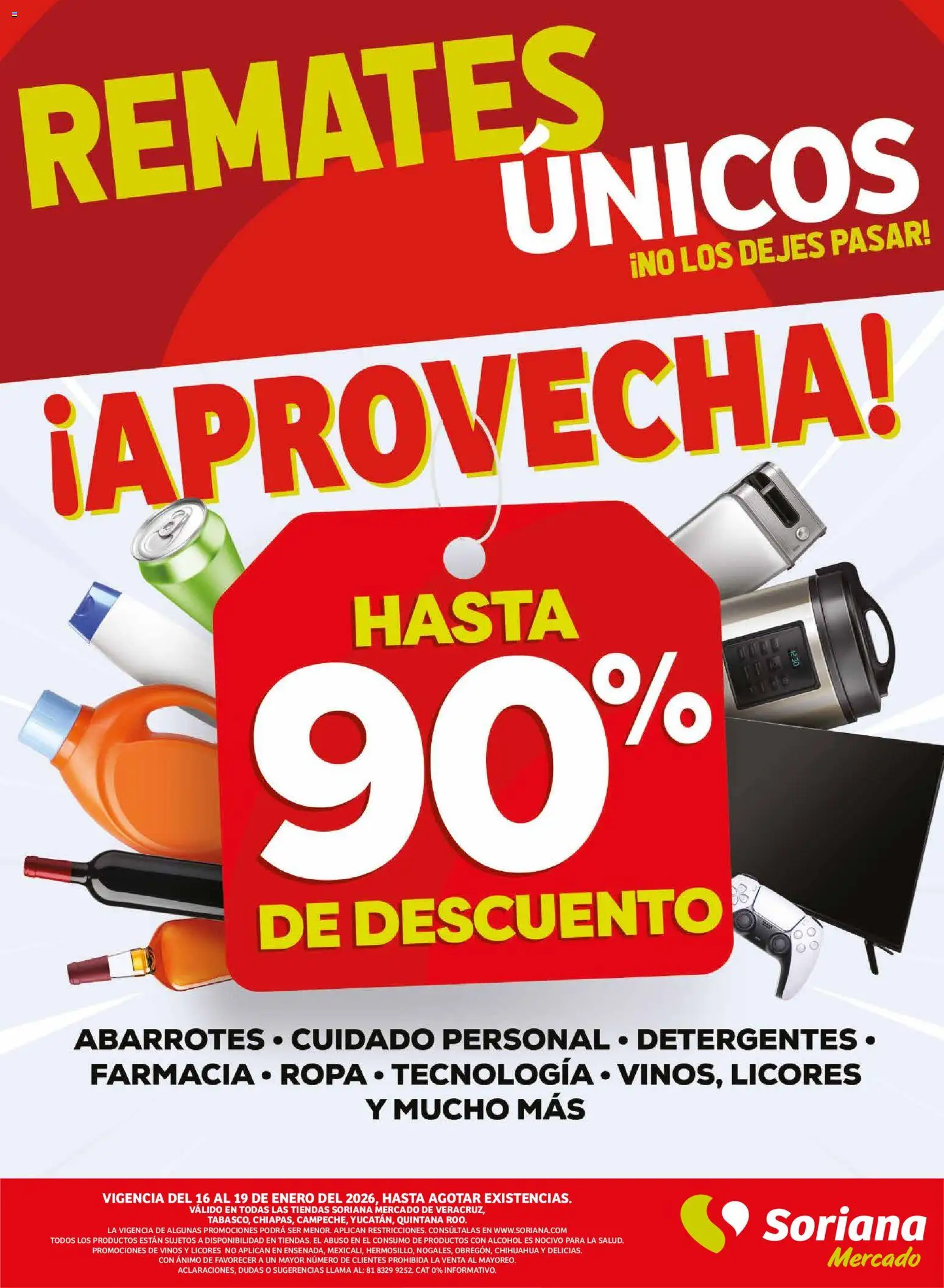 Nuevas ofertas de Soriana válidas en toda la República Mexicana desde el 16.01.2026. ¡Encuentra las mejores ofertas en Soriana - Fin de Semana Mercado: Ver, Tab, Chis, Camp, Yuc y Q. Roo! | Página: 12 | Productos: Ropa