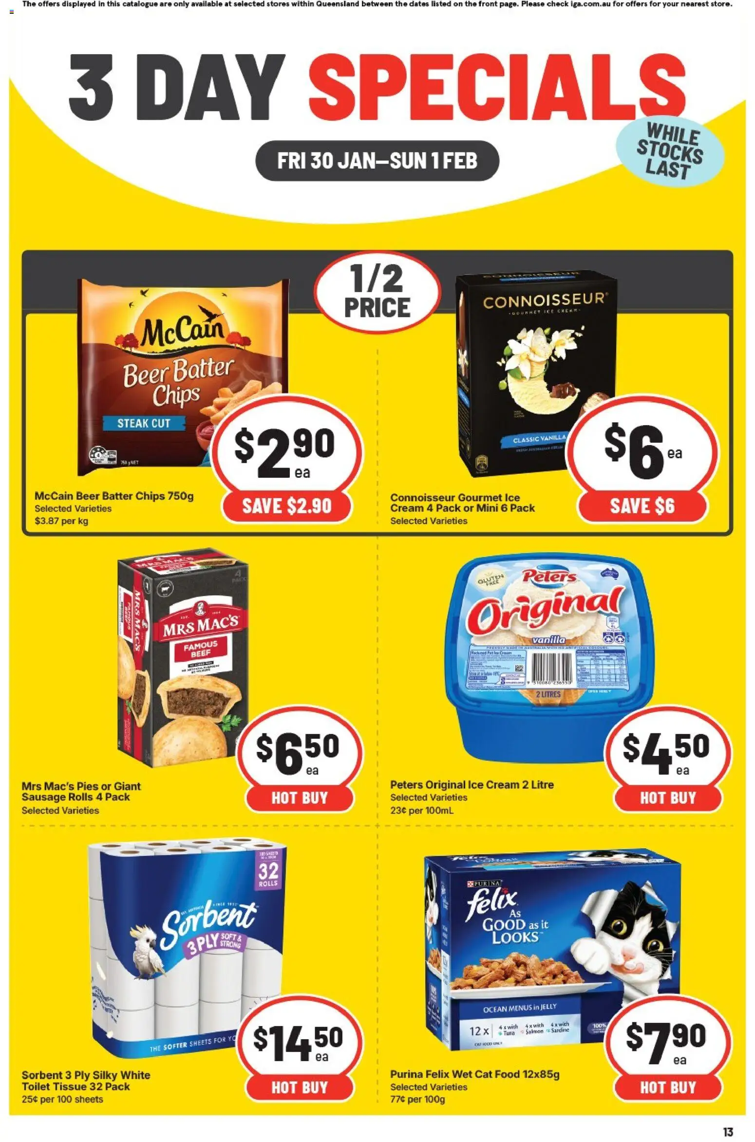IGA catalogue - valid from 30.01.2026 | Page: 4 | Products: Toilet, Chips, Ice cream, Steak