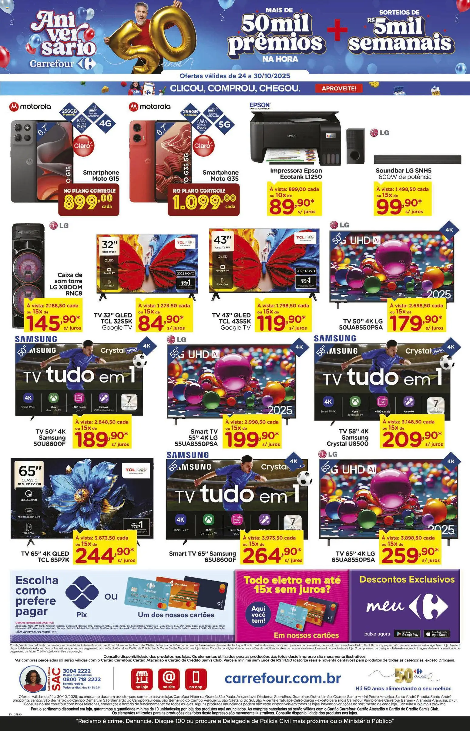 Carrefour Folheto - válido de 24.10.2025 | Página: 18 | Produtos: Soundbar, Caixa, Tv, Impressora