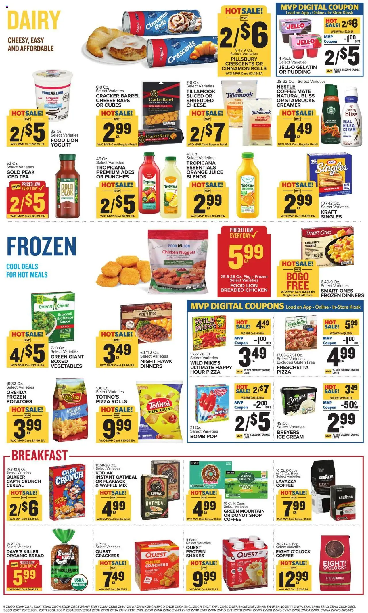 Food Lion Weekly - VA - valid from 06.08.2025 | Page: 6 | Products: Milk, Bread, Tea, Vegetables