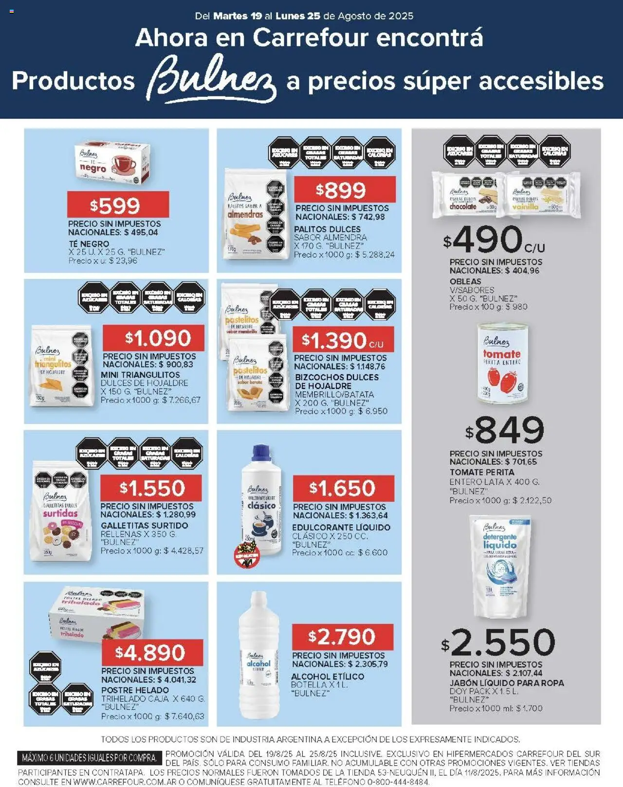 Carrefour ofertas - Chubut │ válido desde el 19.08.2025 | Página: 16 | Productos: Tomate, Detergente, Almendra, Bizcochos