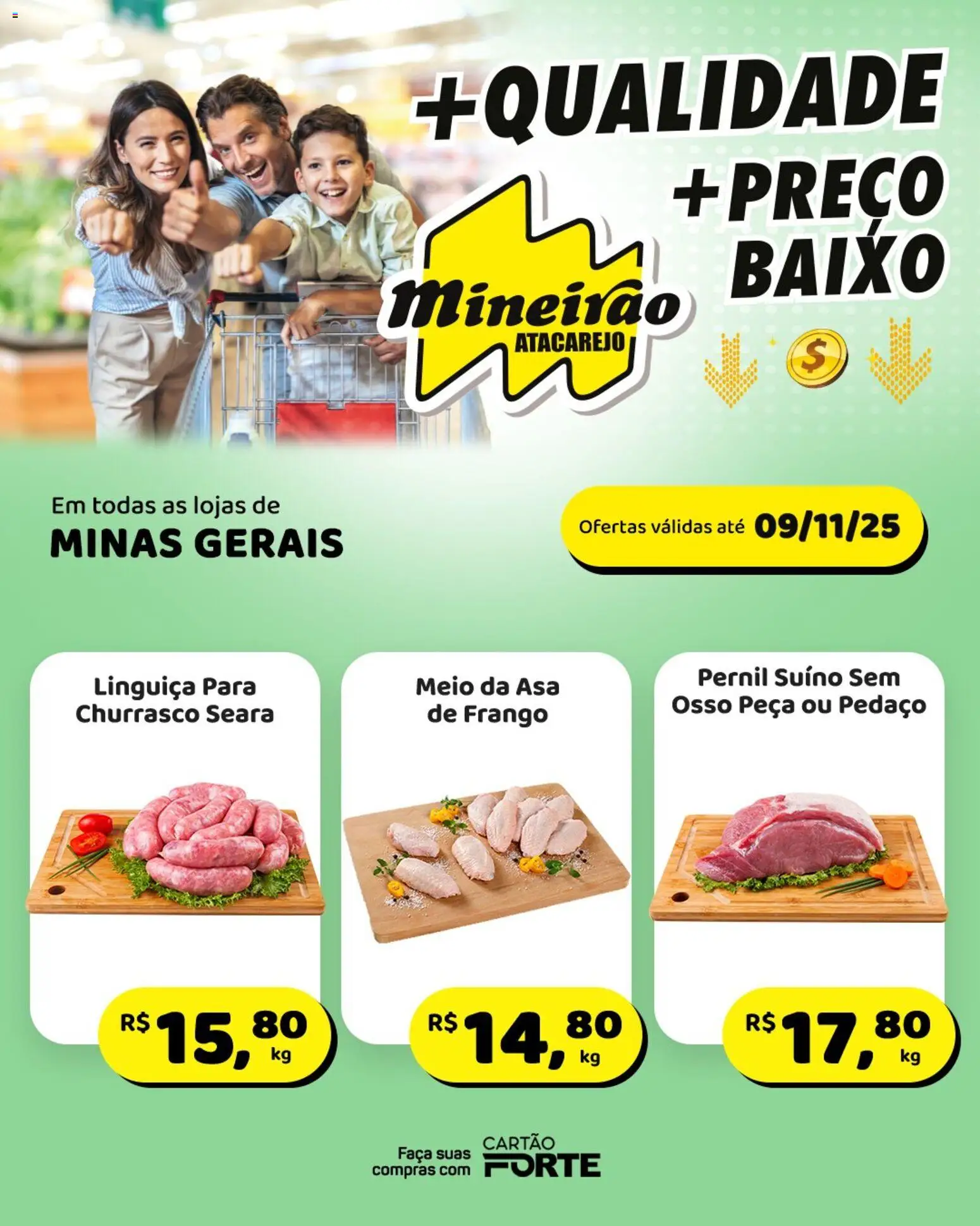 Mineirão Atacarejo Folheto - válido de 03.11.2025 | Página: 1 | Produtos: Linguiça, Pernil, Baixo, Frango