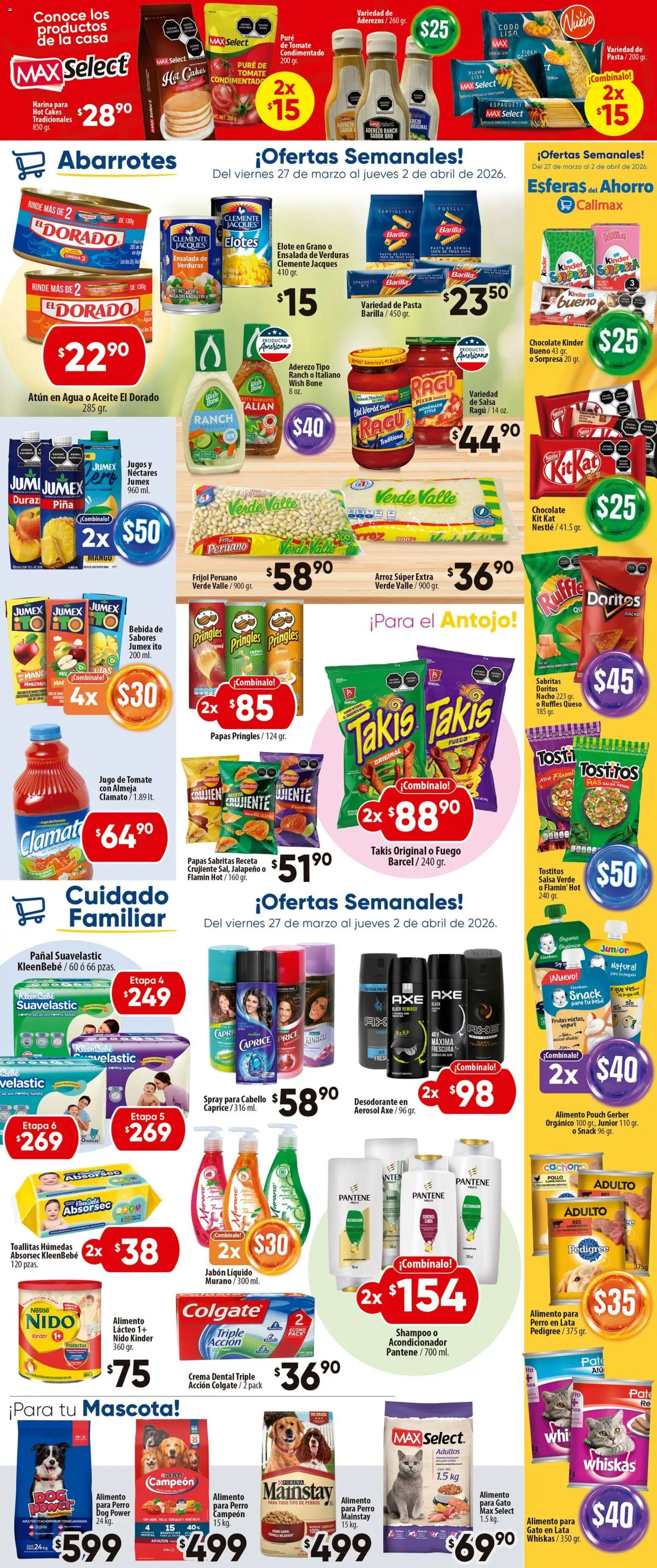 Nuevas ofertas de Calimax válidas en toda la República Mexicana desde el 27.03.2026. ¡Encuentra las mejores ofertas en Calimax folleto Mexicali y SLRC! | Página: 5 | Productos: Pollo, Aderezo, Atún, Papas fritas