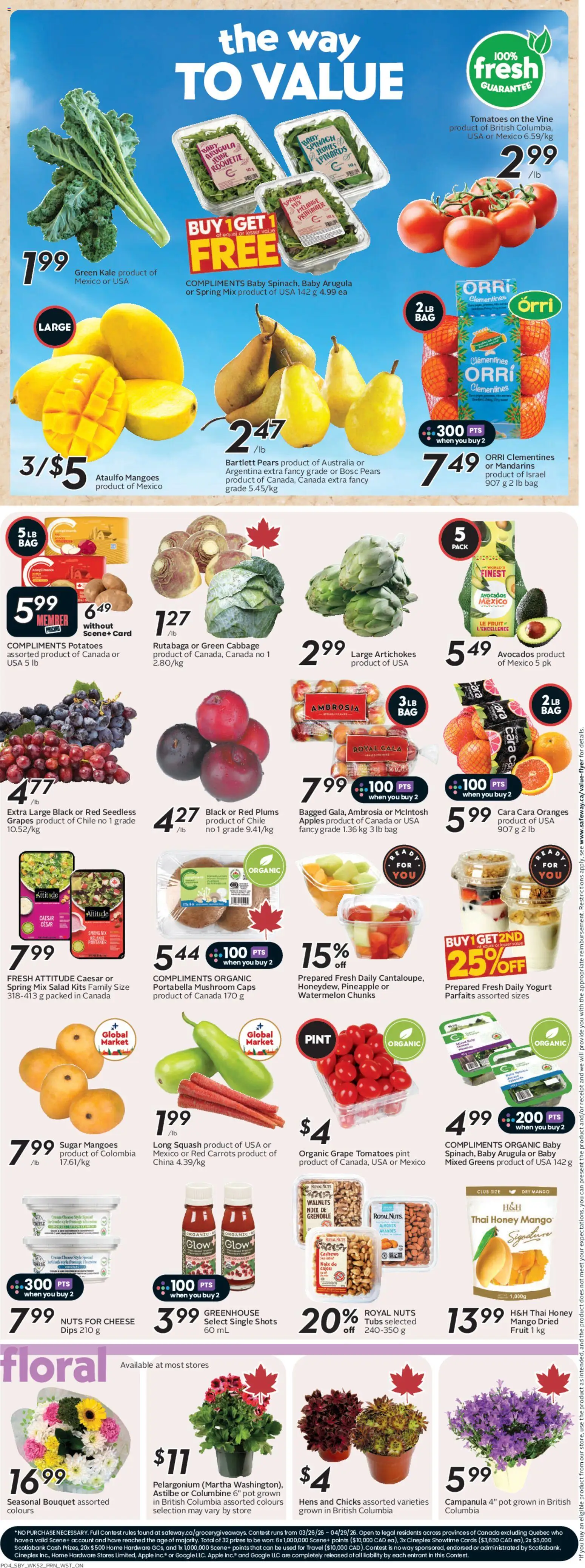 Safeway flyer valid from 23.04.2026 | Page: 7 | Products: Cheese, Yogurt, Apples, Tomatoes