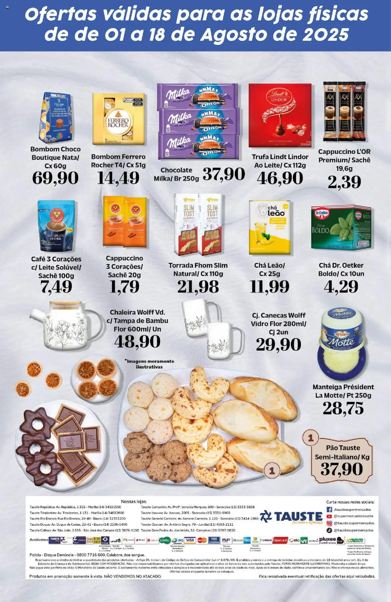 Tauste Folheto - válido de 01.08.2025 | Página: 8 | Produtos: Chaleira, Leite, Café, Bombom
