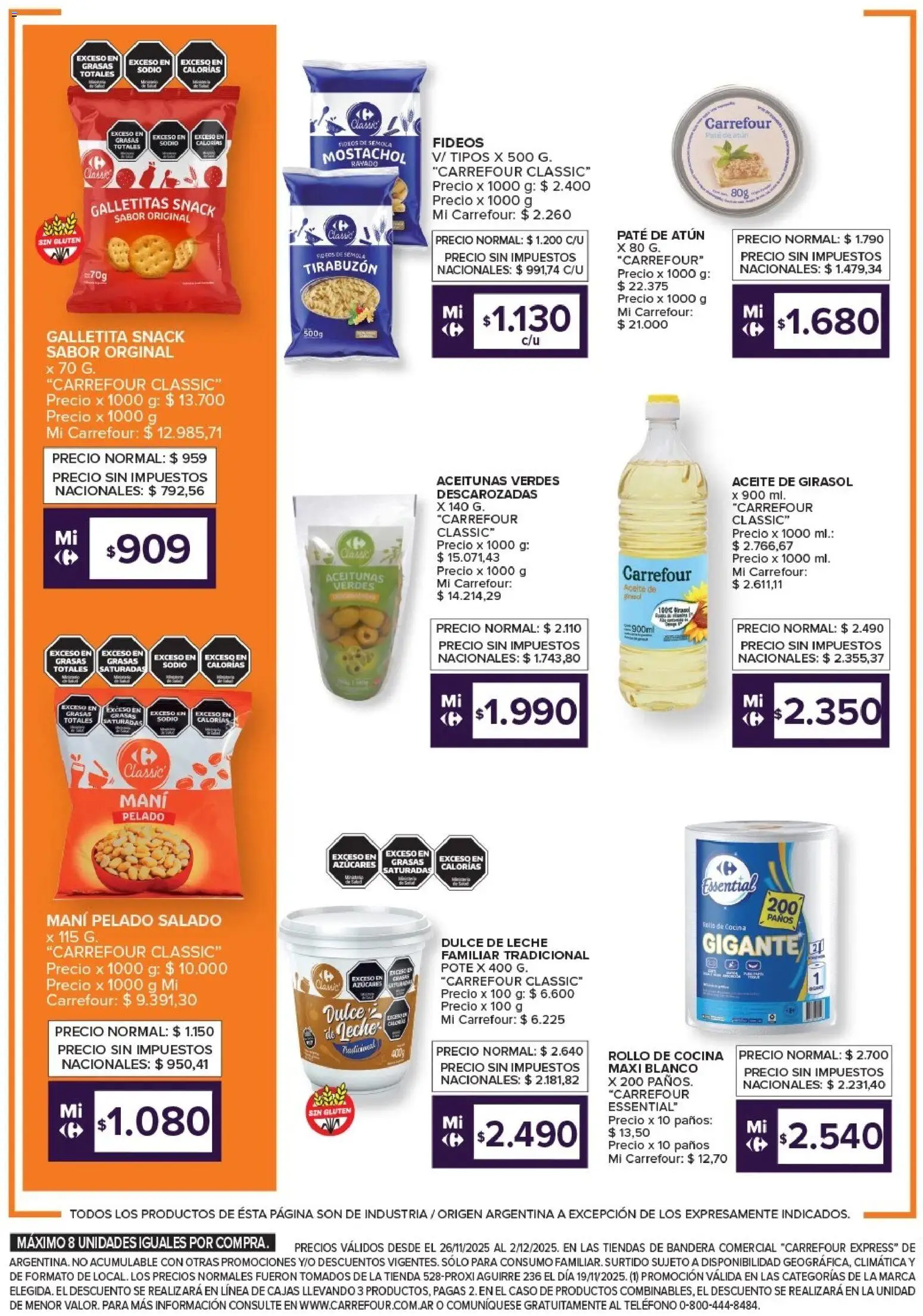 Carrefour ofertas │ válido desde el 26.11.2025 | Página: 3 | Productos: Caso, Aceite, Dulce de leche, Aceitunas