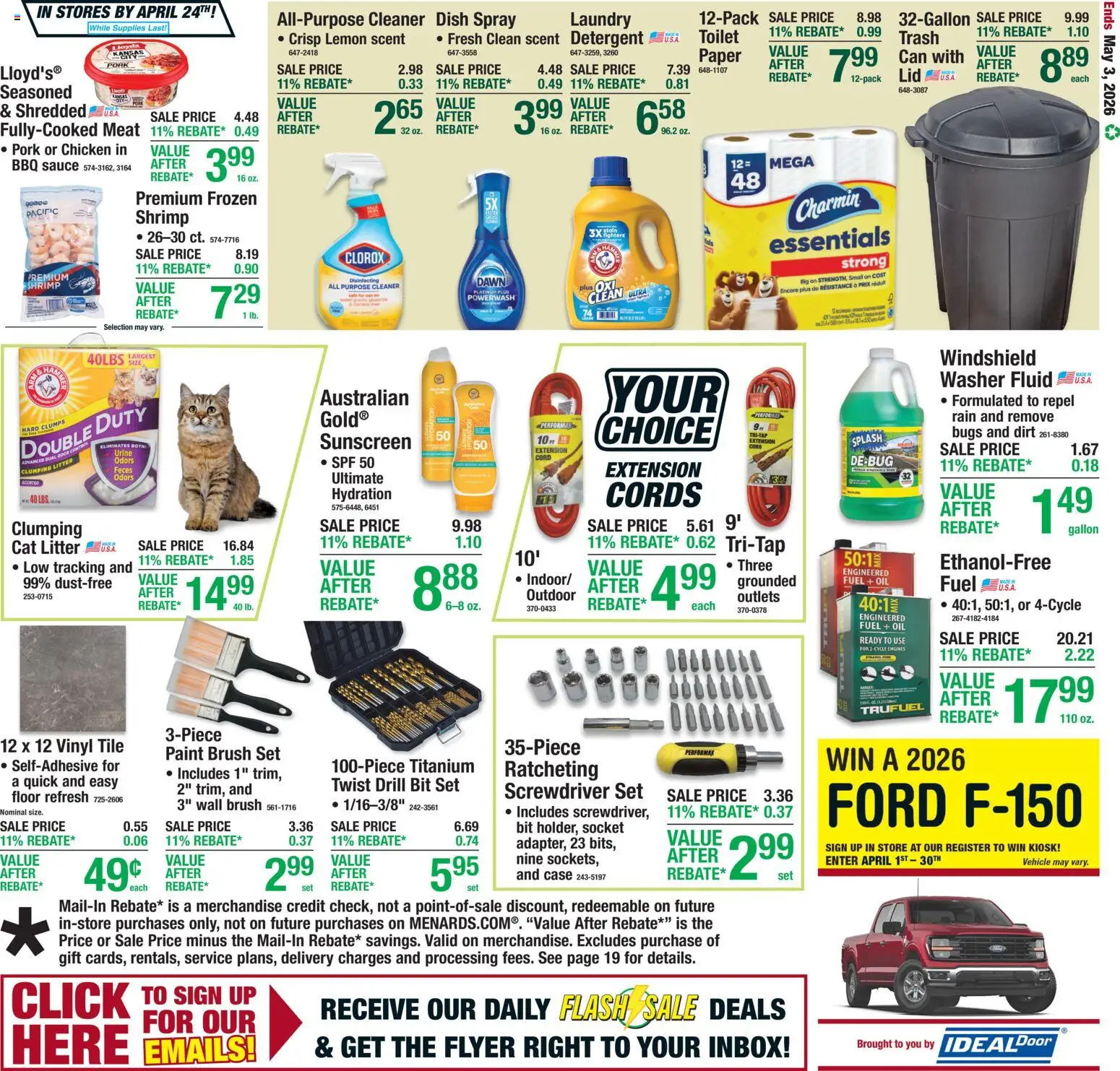 Menards Weekly Ad - valid from 22.04.2026 | Page: 24 | Products: Brush, Oil, Detergent, Sauce