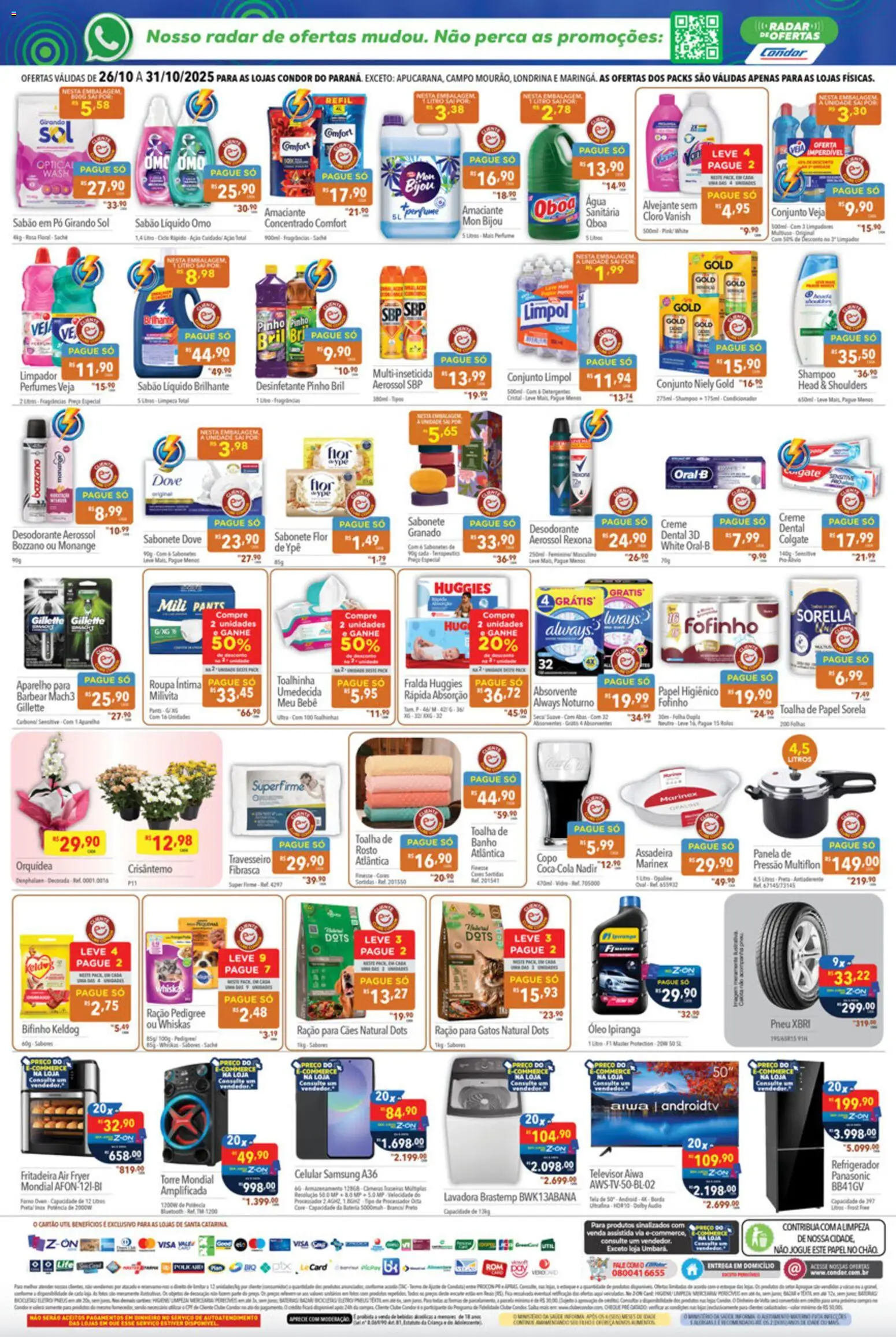 Supermercados Condor Folheto - válido de 26.10.2025 | Página: 4 | Produtos: Processador, Girando sol, Absorvente, Papel higiênico