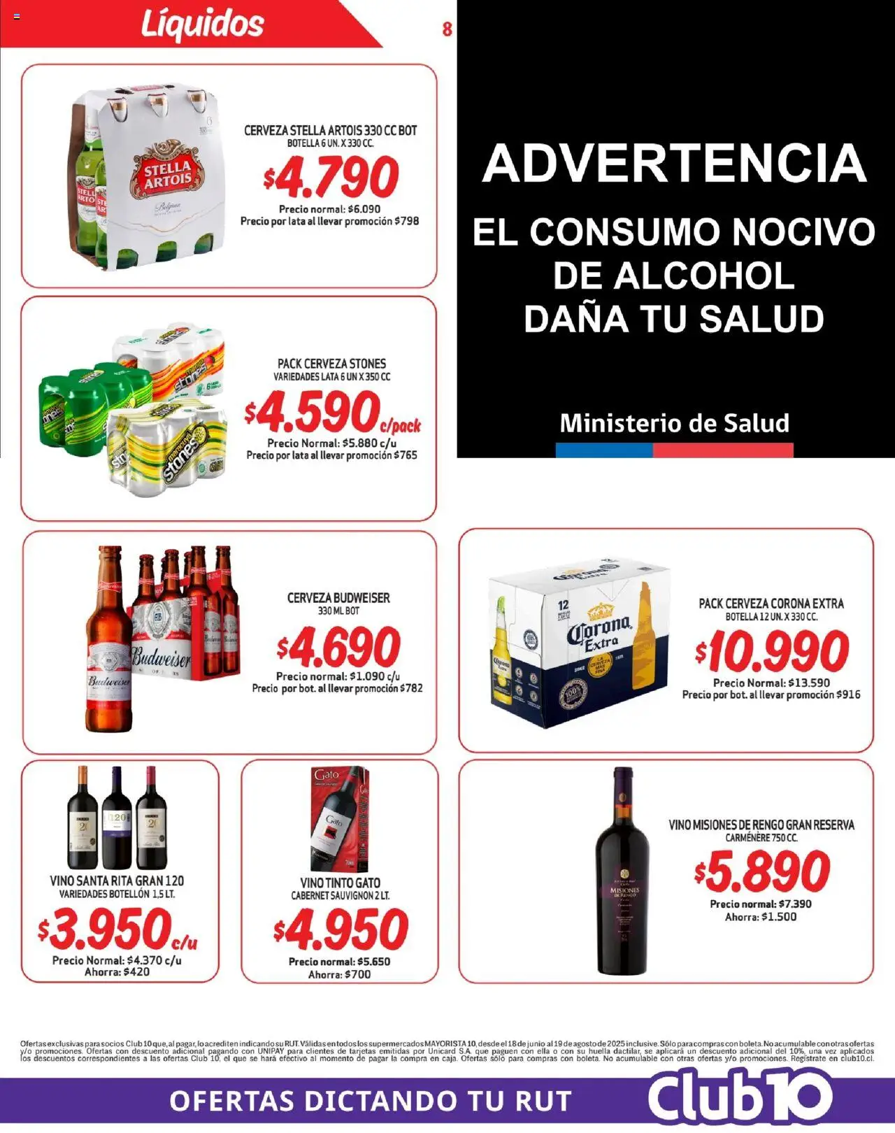 Mayorista 10 Ofertas │ válido desde el 17.08.2025 | Página: 8 | Productos: Botella, Vino, Cerveza