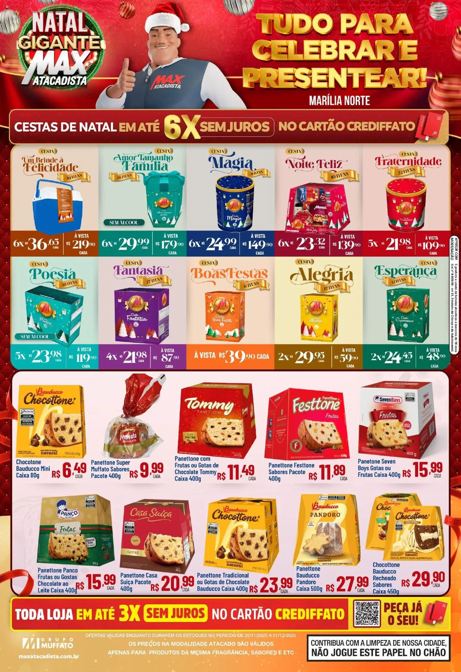 Max Atacadista Folheto - válido de 25.11.2025 | Página: 1 | Produtos: Panettone, Caixa, Chocolate, Chocotone
