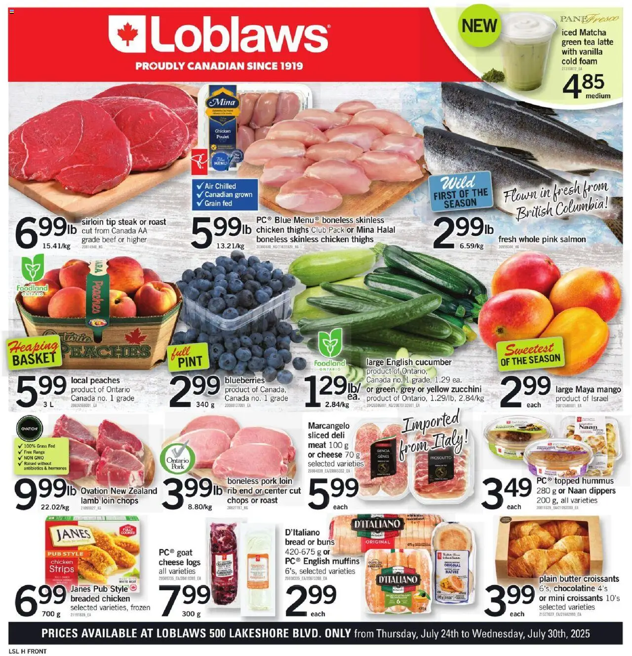 Loblaws flyer valid from 24.07.2025 | Page: 1 | Products: Tea, Oil, Bread, Chicken