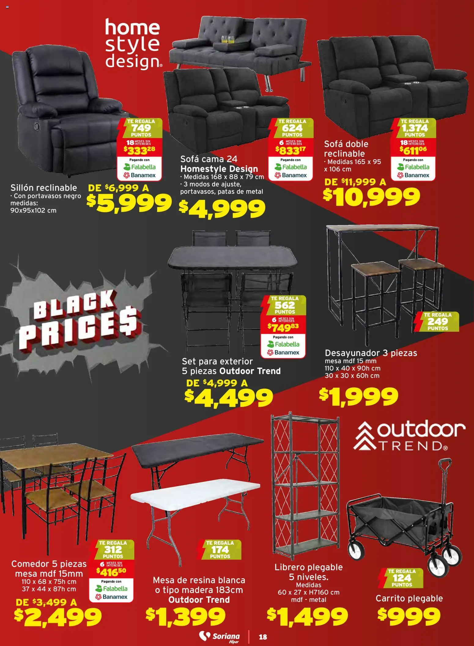 Nuevas ofertas de Soriana válidas en toda la República Mexicana desde el 21.11.2025. ¡Encuentra las mejores ofertas en Soriana - Black Prices Híper Nacional! | Página: 18 | Productos: Sofá, Cama, Mesa, Té