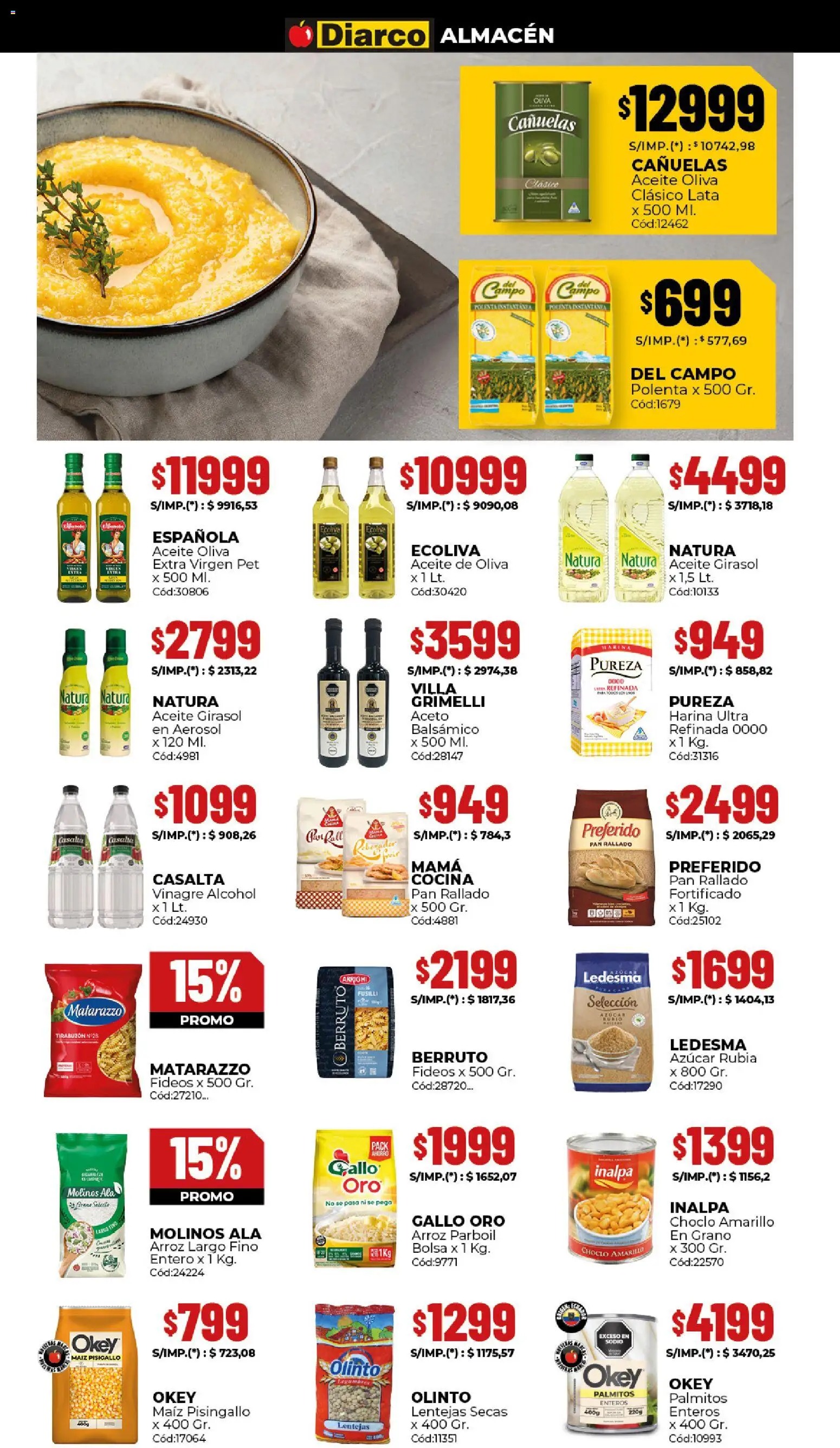 Diarco - Ofertas  │ válido desde el 24.11.2025 | Página: 2 | Productos: Azucar, Lentejas, Polenta, Fideos