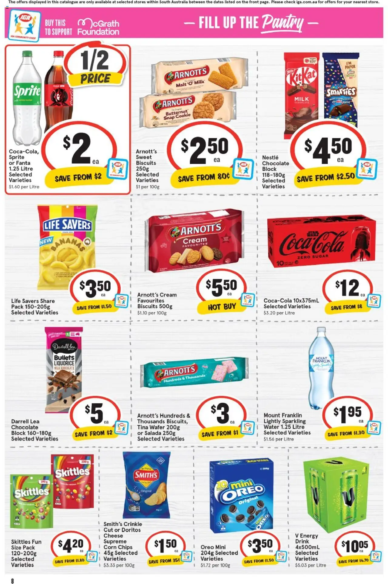 IGA catalogue - valid from 10.09.2025 | Page: 8 | Products: Chips, Cream, Sugar, Foundation