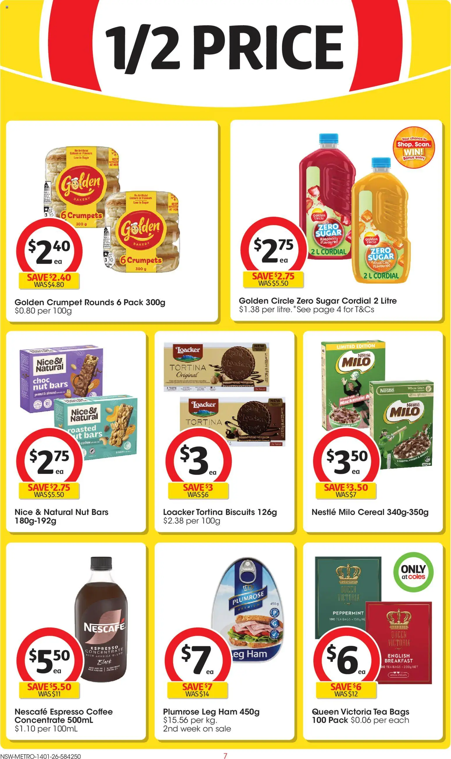 Coles catalogue - valid from 14.01.2026 | Page: 7 | Products: Crumpets, Sugar, Nescafe, Bakery