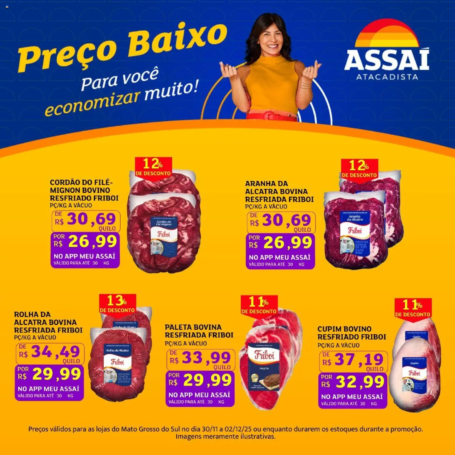 Assaí Atacadista Folheto - válido de 30.11.2025 | Página: 1 | Produtos: Alcatra, Carne, Aranha da alcatra, Baixo