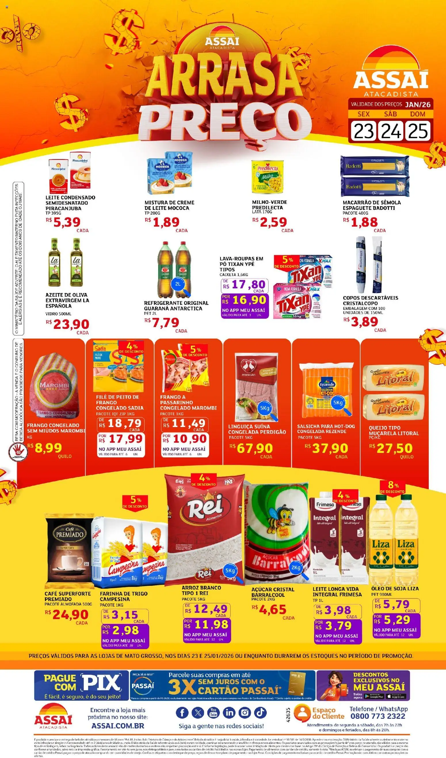 Assaí Atacadista Folheto - válido de 23.01.2026 | Página: 1 | Produtos: Linguiça, Pneus, Creme, Leite condensado