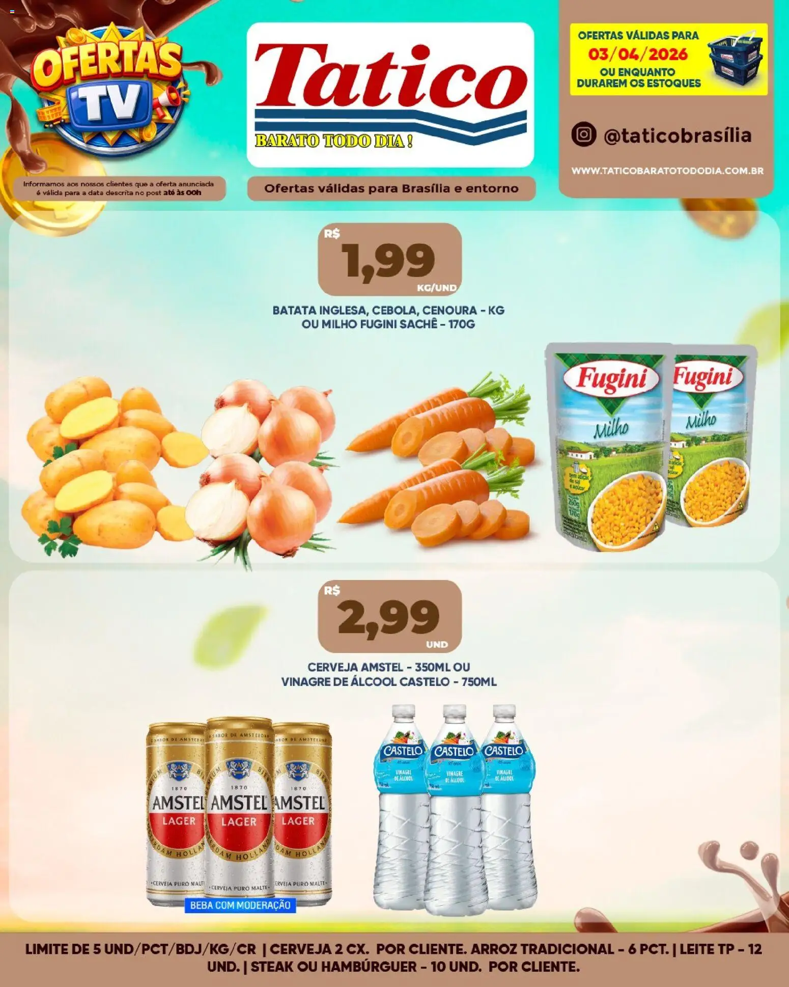 Tatico Folheto - válido de 03.04.2026 | Página: 2 | Produtos: Vinagre, Cerveja, Cenoura, Hambúrguer