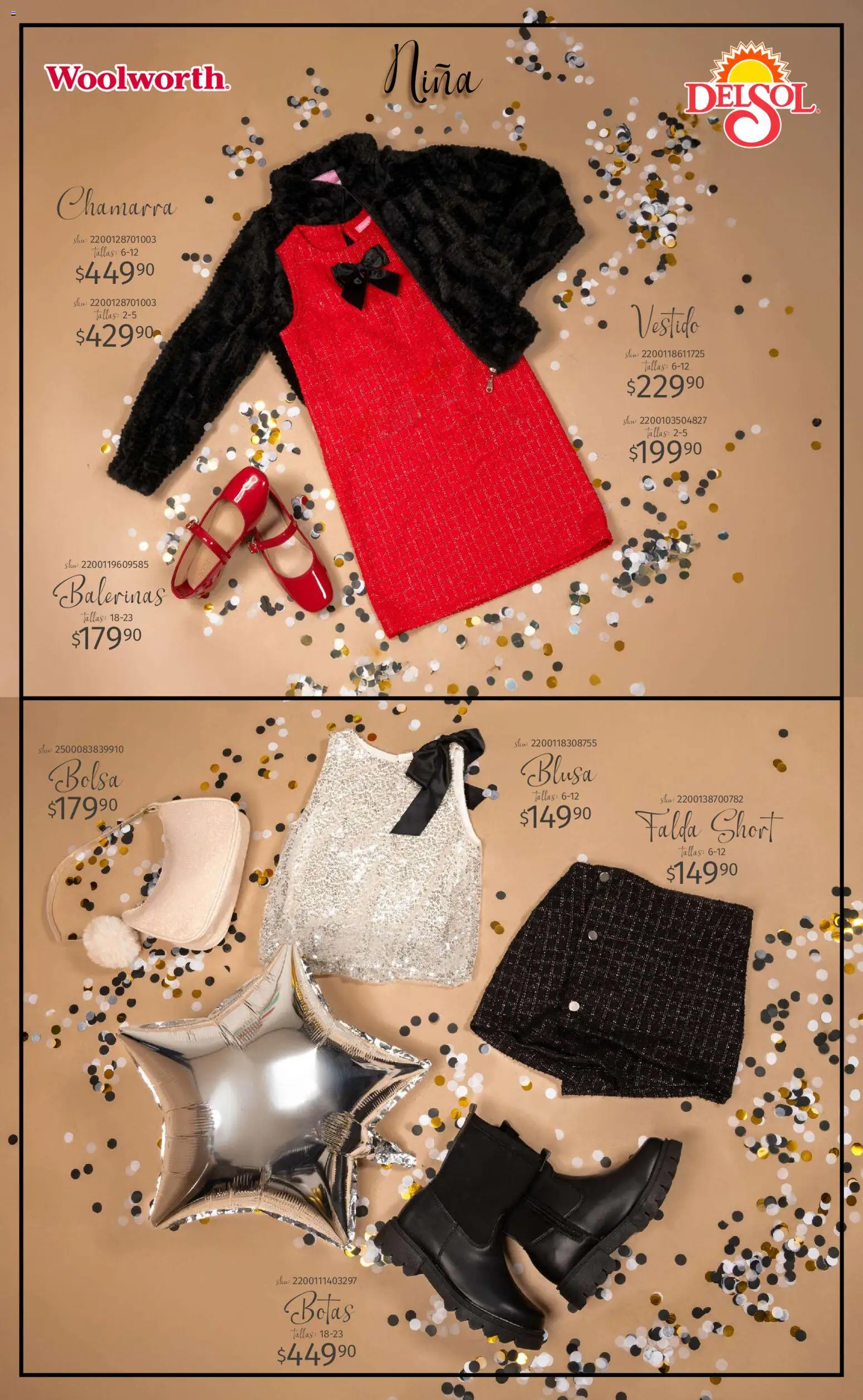 Nuevas ofertas de Del Sol y Woolworth válidas en toda la República Mexicana desde el 11.12.2025. ¡Encuentra las mejores ofertas en Del Sol y Woolworth catálogo Luce el Invierno! | Página: 10 | Productos: Blusa, Botas, Bolsa, Falda