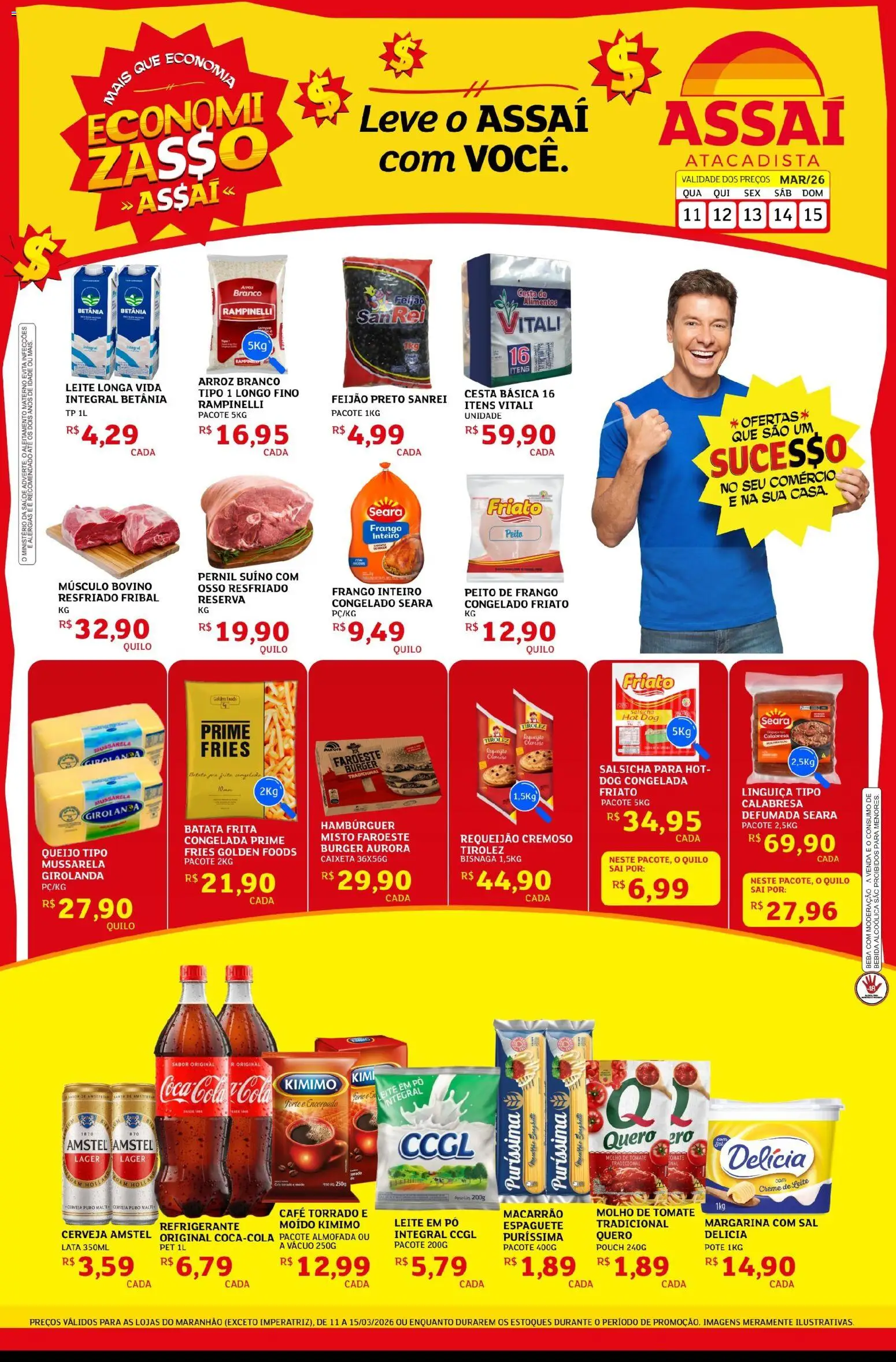 Assaí Atacadista Folheto - válido de 11.03.2026 | Página: 1 | Produtos: Feijão, Pernil, Queijo, Friato