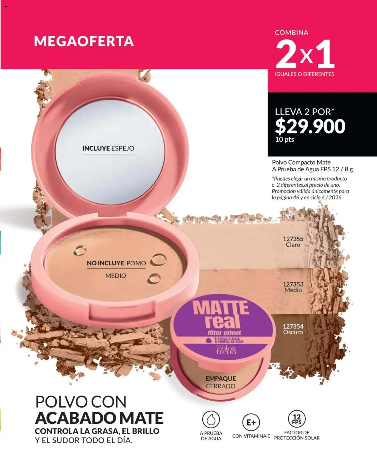 Avon revista - valida desde el 25.02.2026 | Página: 46 | Productos: Agua, Polvo compacto, Espejo, Polvo