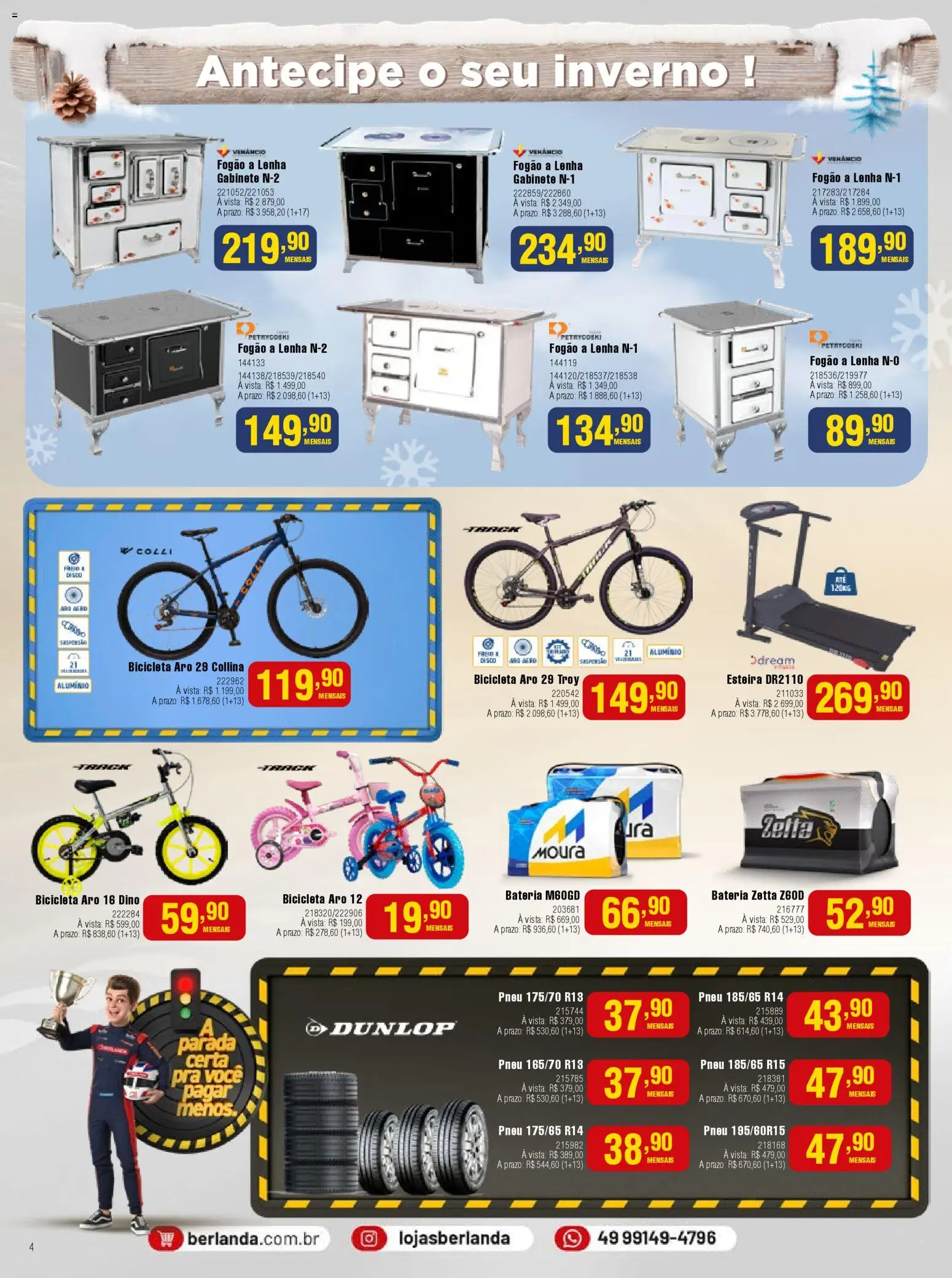 Berlanda Folheto - válido de 01.04.2026 | Página: 4 | Produtos: Fogão, Pneu, Pneu 185/65 r15, Bateria