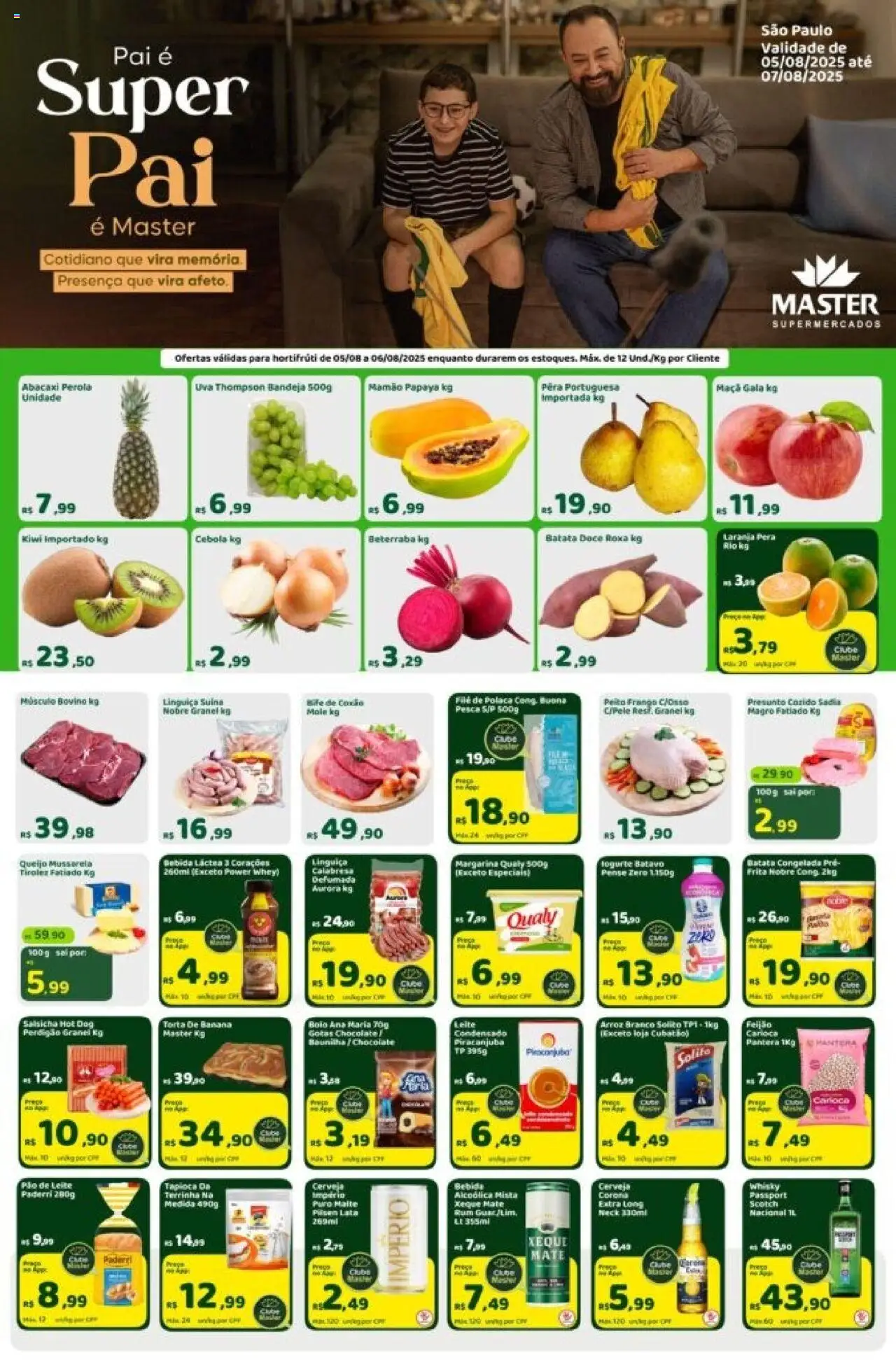 Master Folheto - válido de 05.08.2025 | Página: 1 | Produtos: Cebola, Salsicha, Leite, Abacaxi