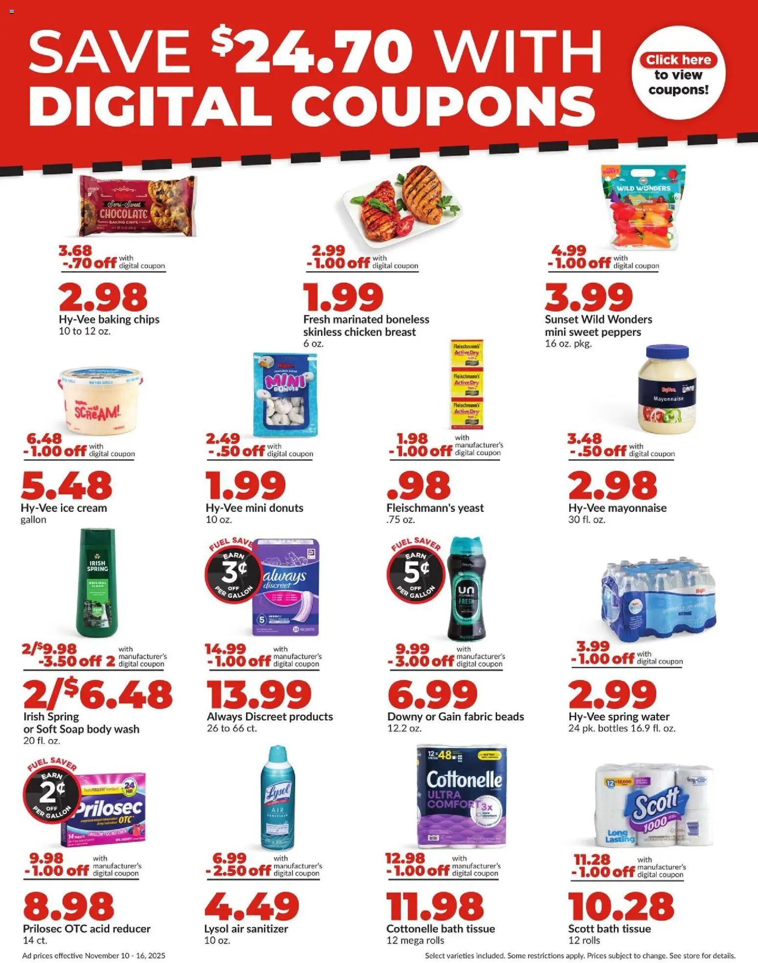 HyVee Weekly Ad - valid from 10.11.2025 | Page: 13 | Products: Peppers, Bath, Chips, Mayonnaise