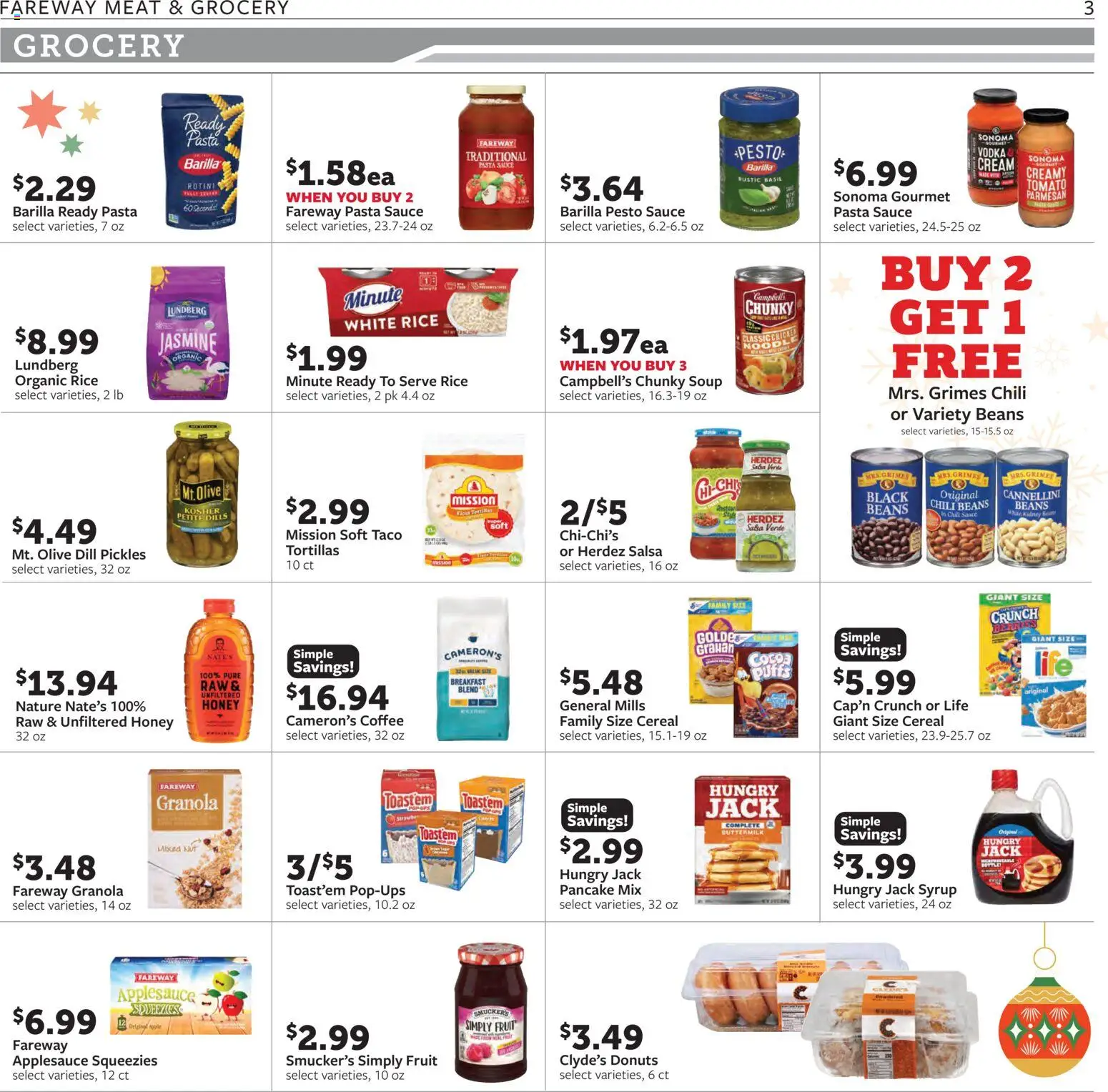 Fareway Weekly Ad - valid from 22.12.2025 | Page: 3 | Products: Pasta, Cream, Sauce, Dill