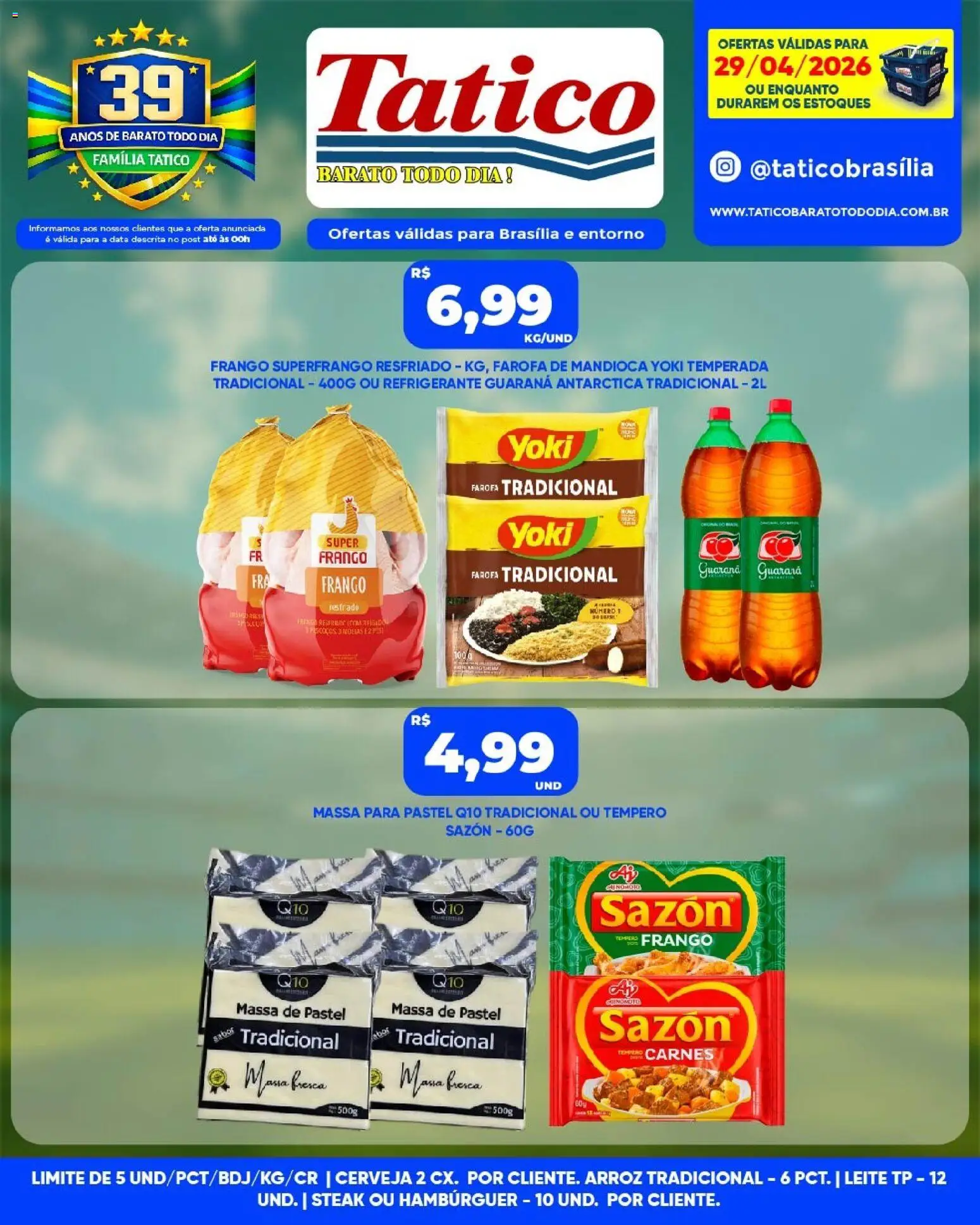 Tatico Folheto - válido de 29.04.2026 | Página: 6 | Produtos: Mandioca, Guaraná, Hambúrguer, Farofa
