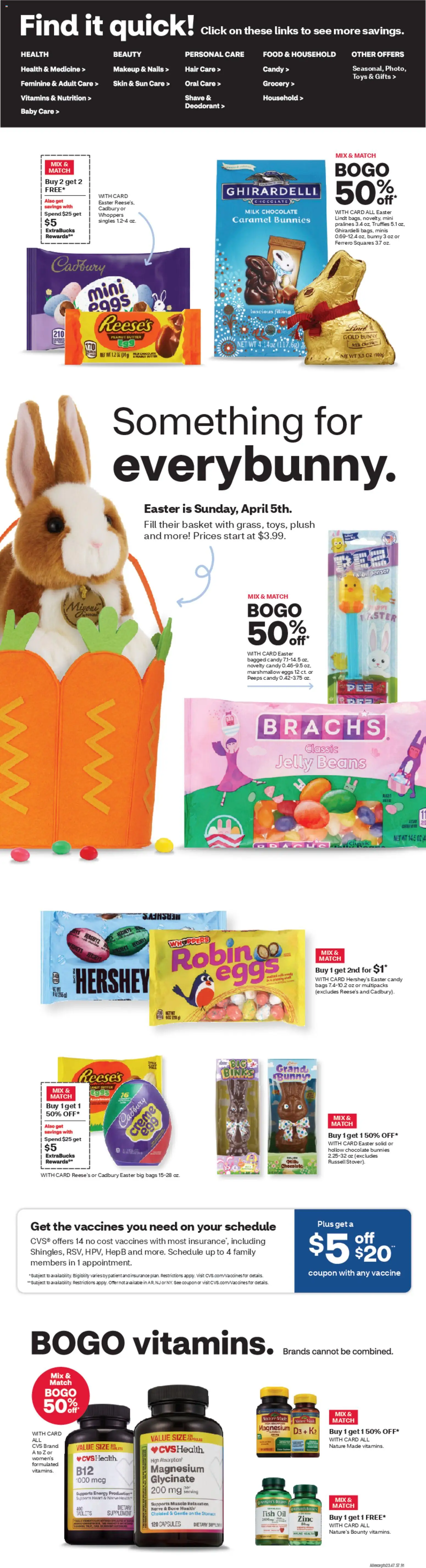 CVS Pharmacy Weekly Ad - PA - valid from 22.03.2026 | Page: 4 | Products: Magnesium, Zinc, Chocolate, Fish