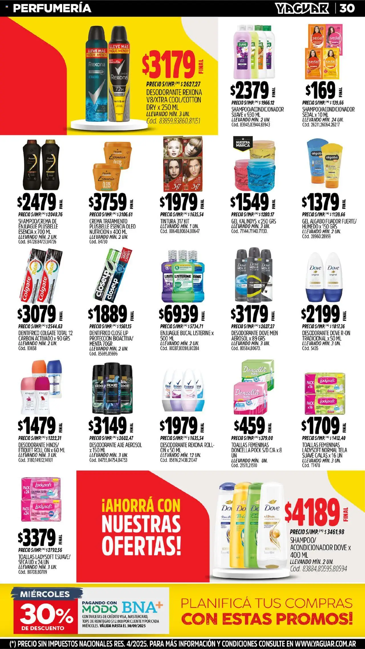 Yaguar - José C. Paz │ válido desde el 08.09.2025 | Página: 31 | Productos: Toallas, Acondicionador, Desodorante, Enjuague bucal