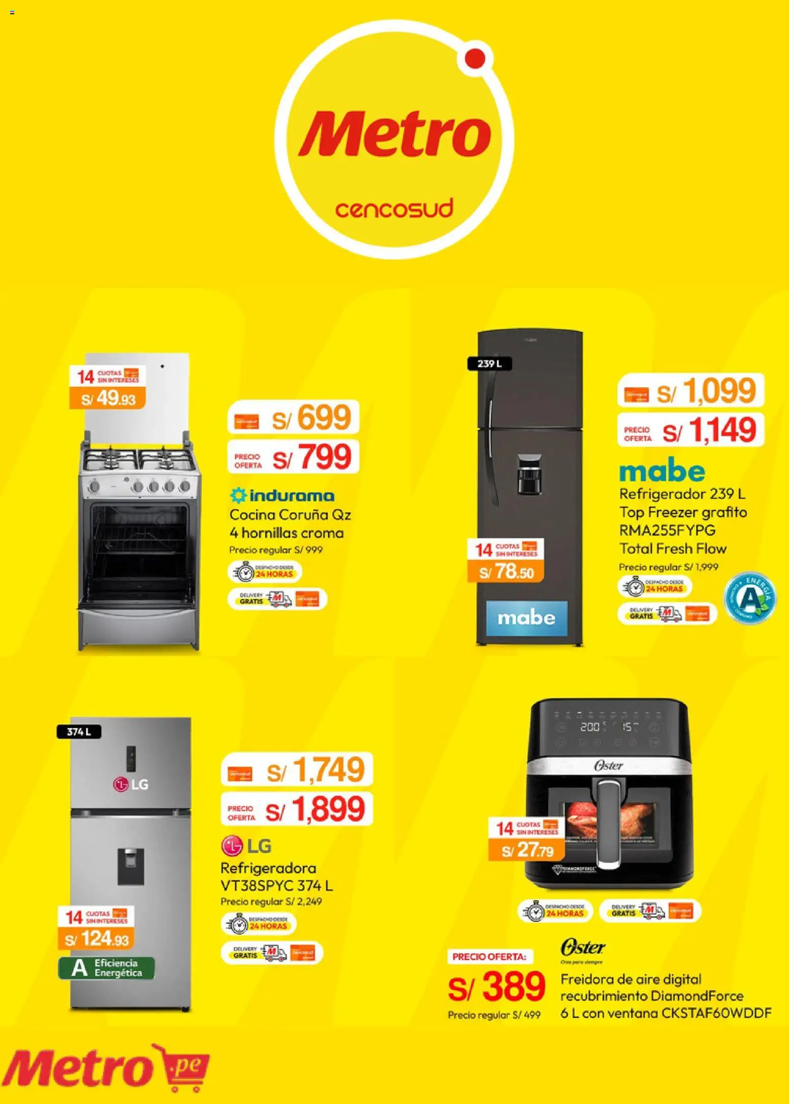 Catálogo Metro válido desde 23.03.2026 | Página: 5 | Productos: Refrigerador, Cocina, Freidora