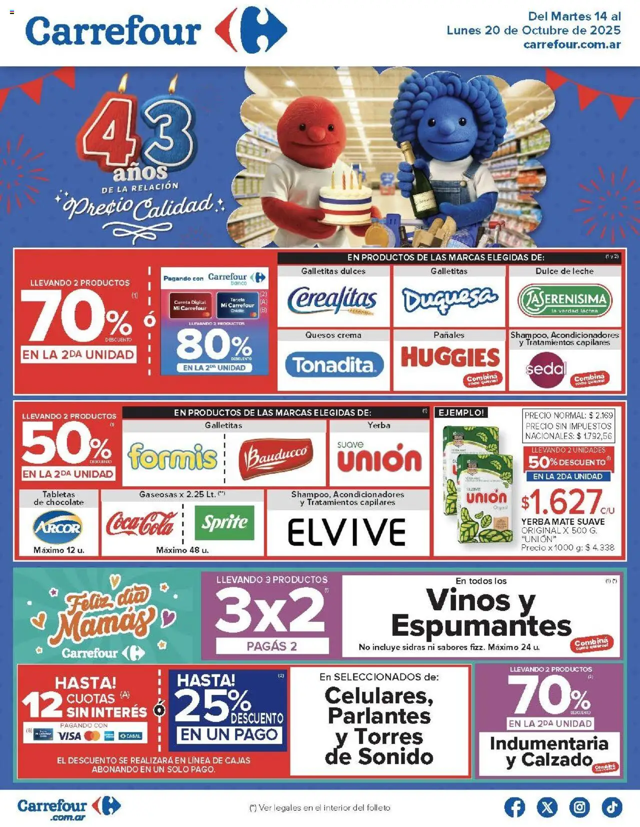 Carrefour ofertas │ válido desde el 14.10.2025 | Página: 2 | Productos: Galletitas, Yerba, Dulce de leche, Chocolate