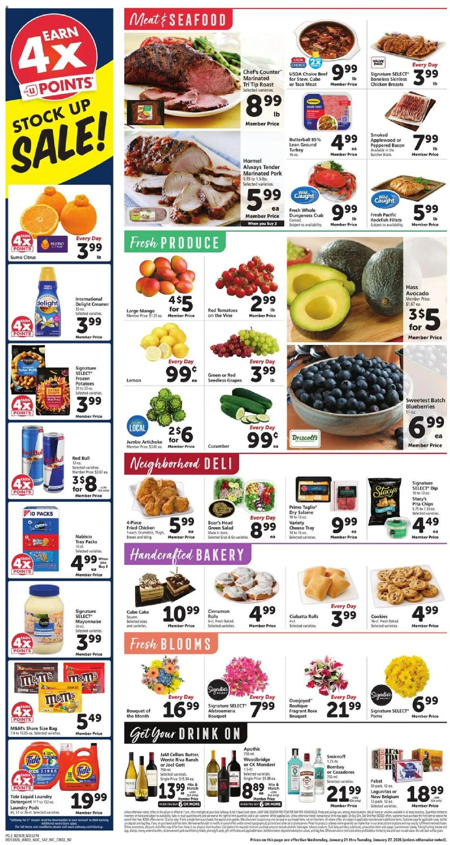 Safeway Weekly Ad - valid from 21.01.2026 | Page: 2 | Products: Pork, Chips, Avocado, Grapes