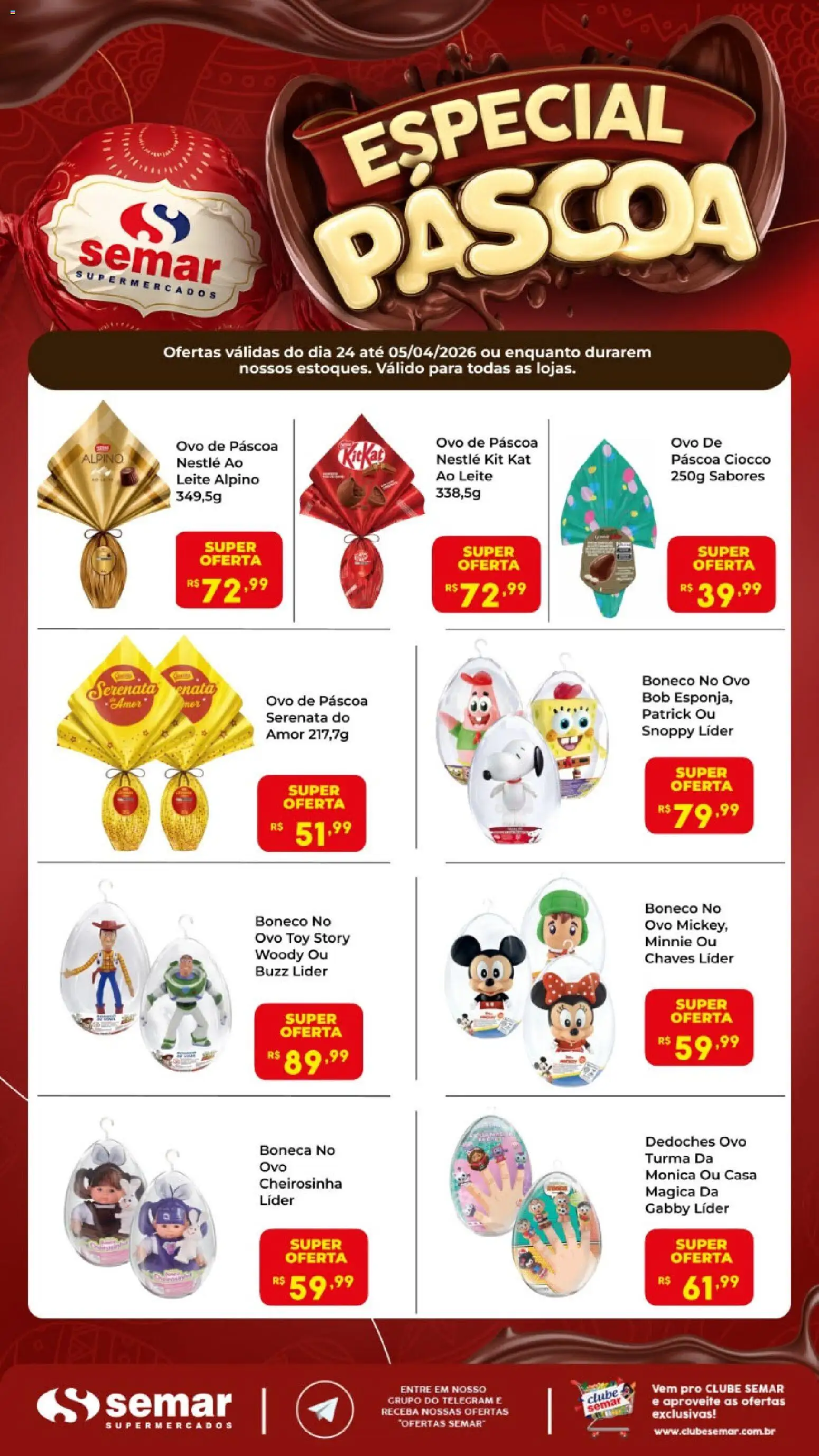 Semar Supermercado Folheto - válido de 24.03.2026 | Página: 4 | Produtos: Ovo de páscoa, Boneca, Leite, Kit Kat