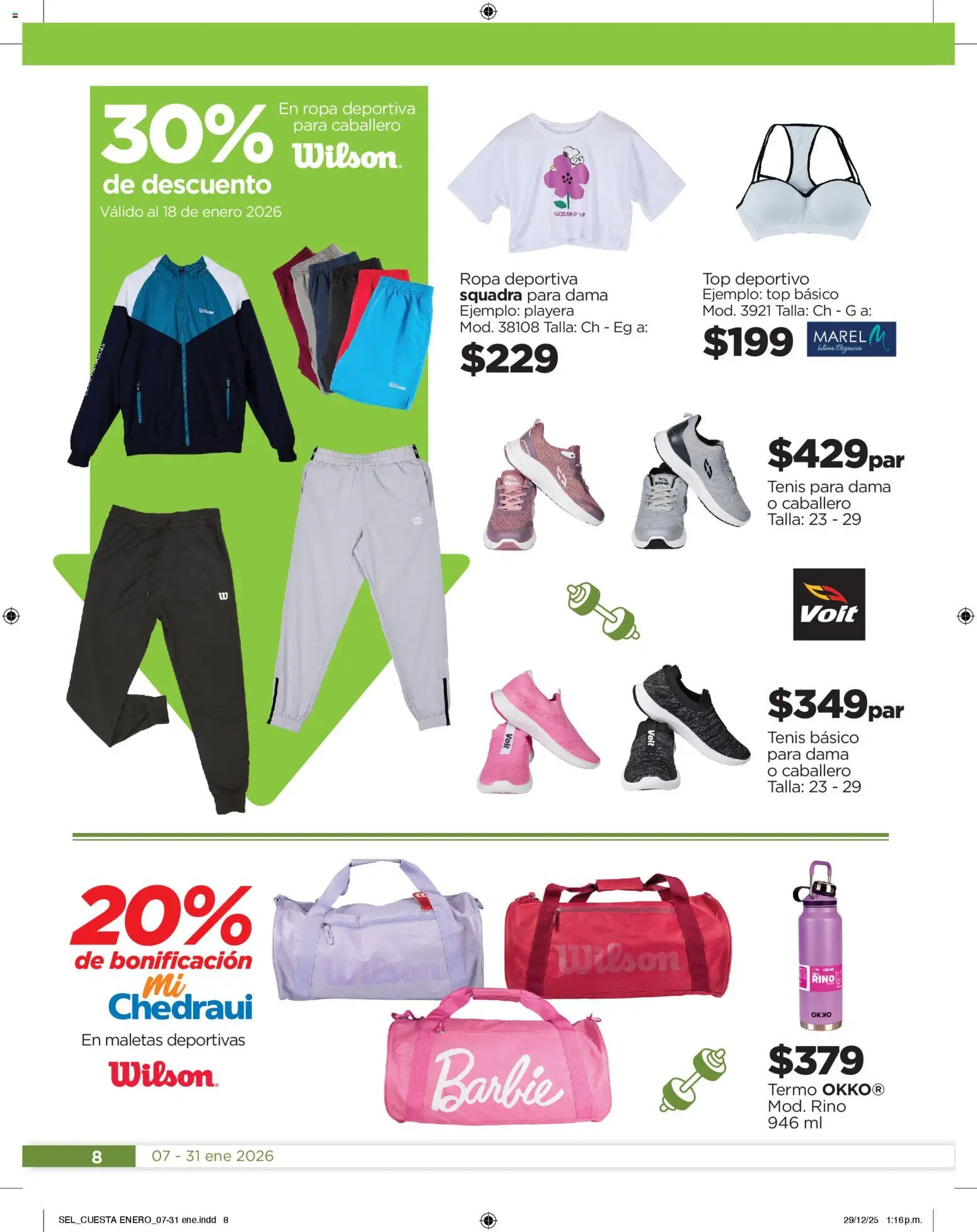 Nuevas ofertas de Chedraui válidas en toda la República Mexicana desde el 07.01.2026. ¡Encuentra las mejores ofertas en Chedraui folleto Llevarte más cuesta menos! | Página: 8 | Productos: Tenis, Ropa, Playera, Termo
