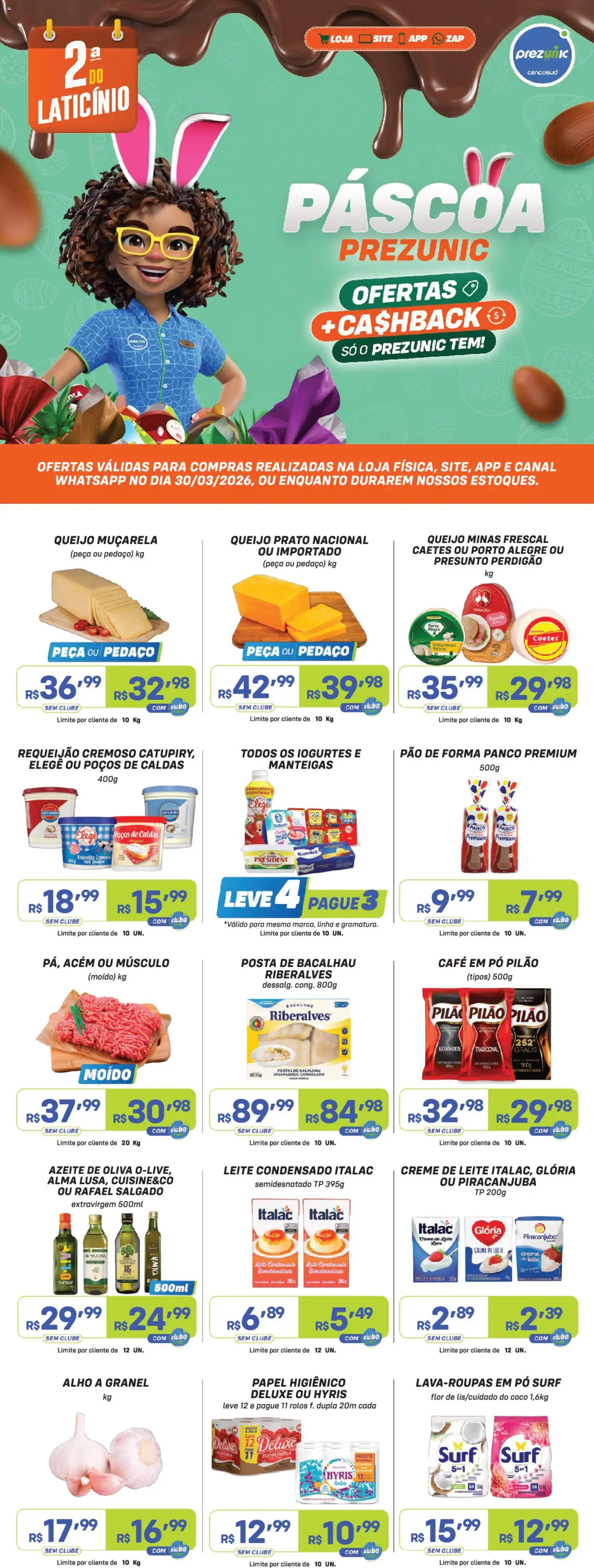 Prezunic Folheto - válido de 30.03.2026 | Página: 1 | Produtos: Coco, Pó, Acém, Café