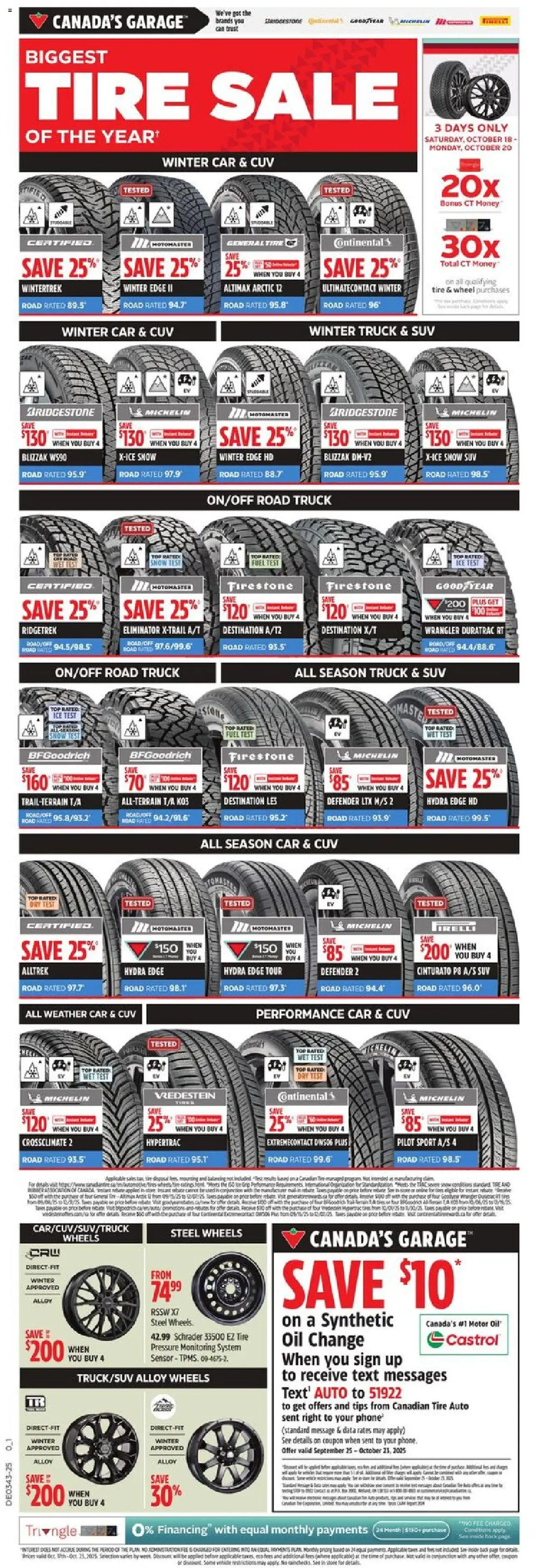 Canadian Tire flyer valid from 17.10.2025 | Page: 1 | Products: Phone, Oil