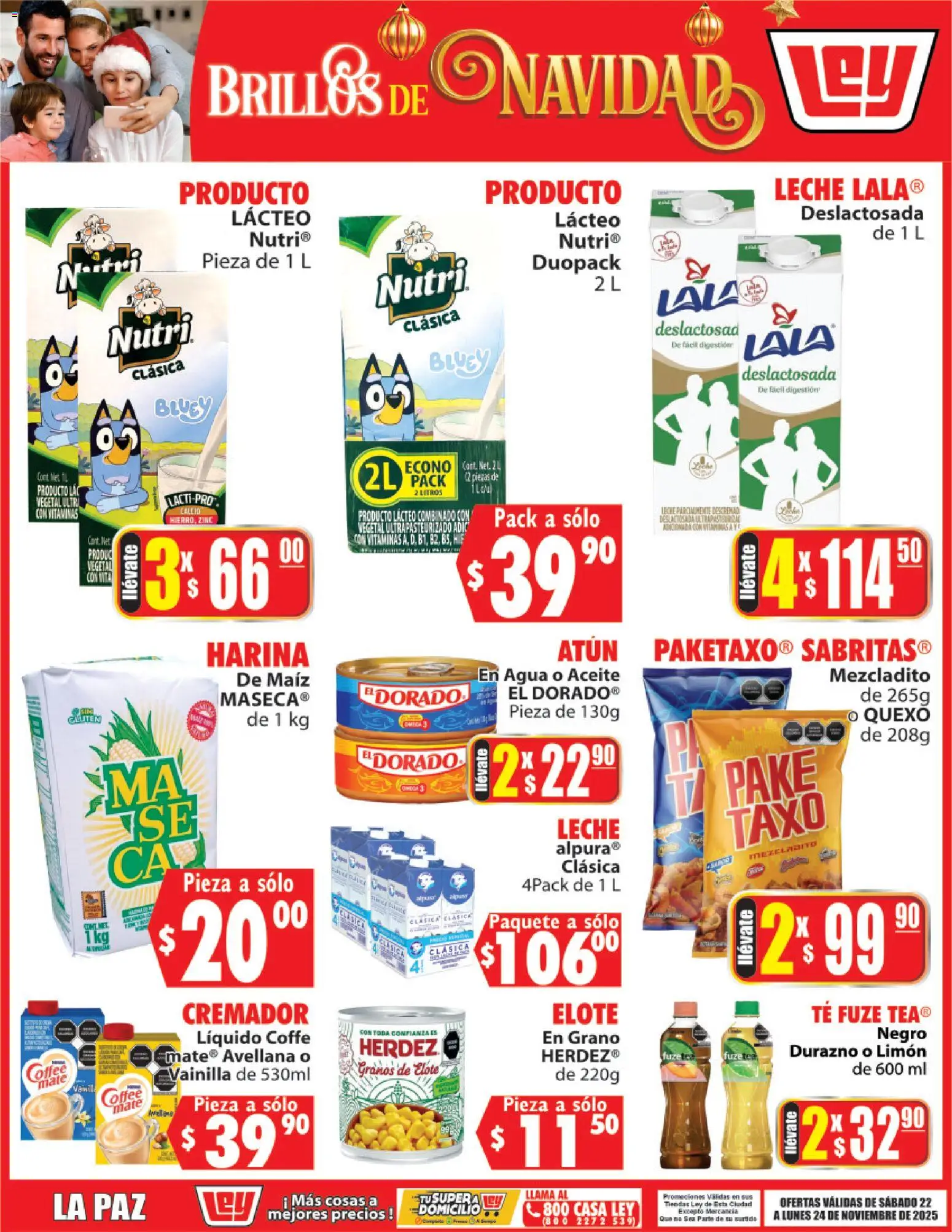 Nuevas ofertas de Casa Ley válidas en toda la República Mexicana desde el 22.11.2025. ¡Encuentra las mejores ofertas en Casa Ley folleto Brillos de Navidad! | Página: 2 | Productos: Maíz, Harina, Durazno, Agua