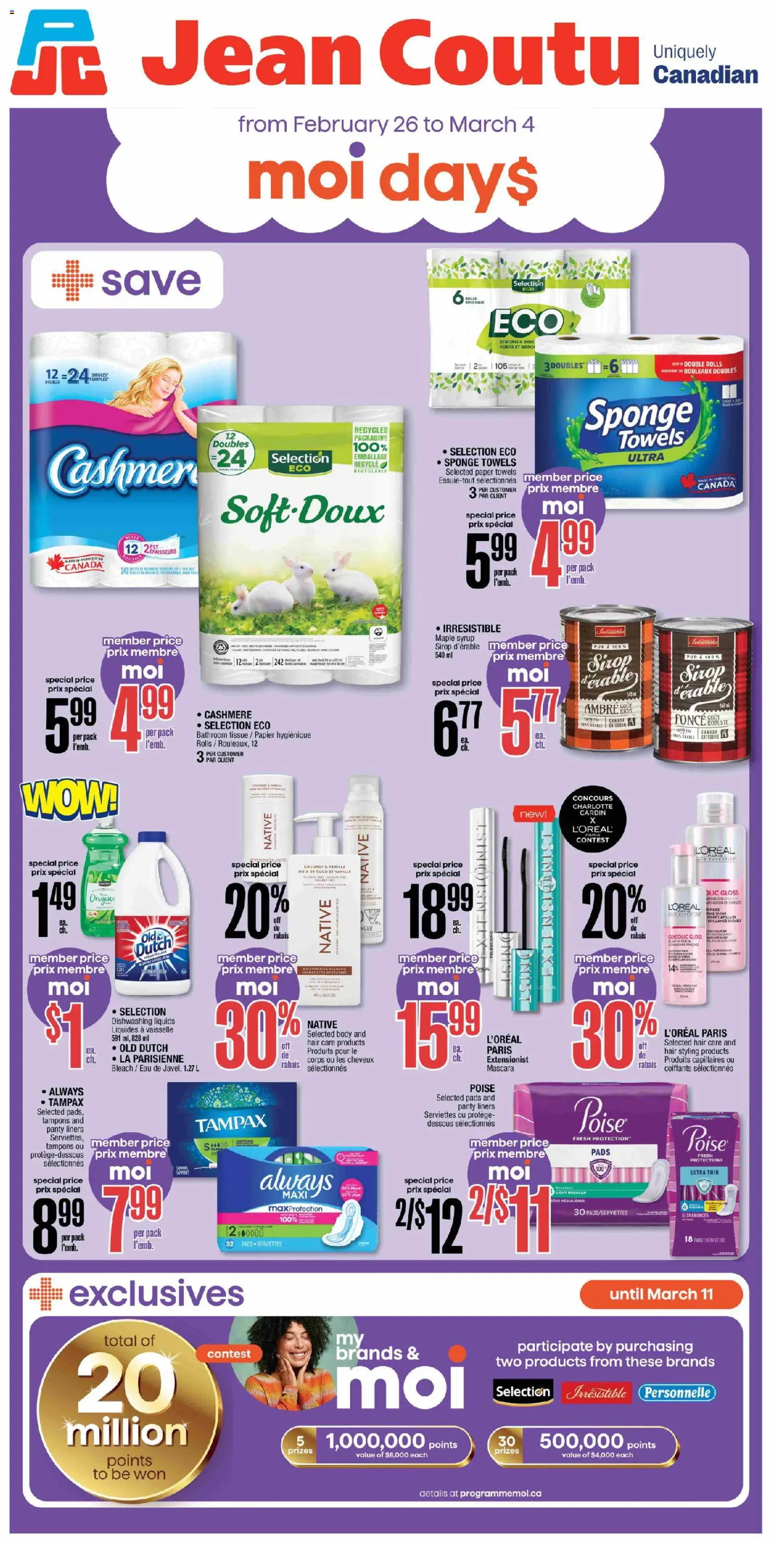 Jean Coutu flyer valid from 26.02.2026 | Page: 1 | Products: Sponge, Mascara