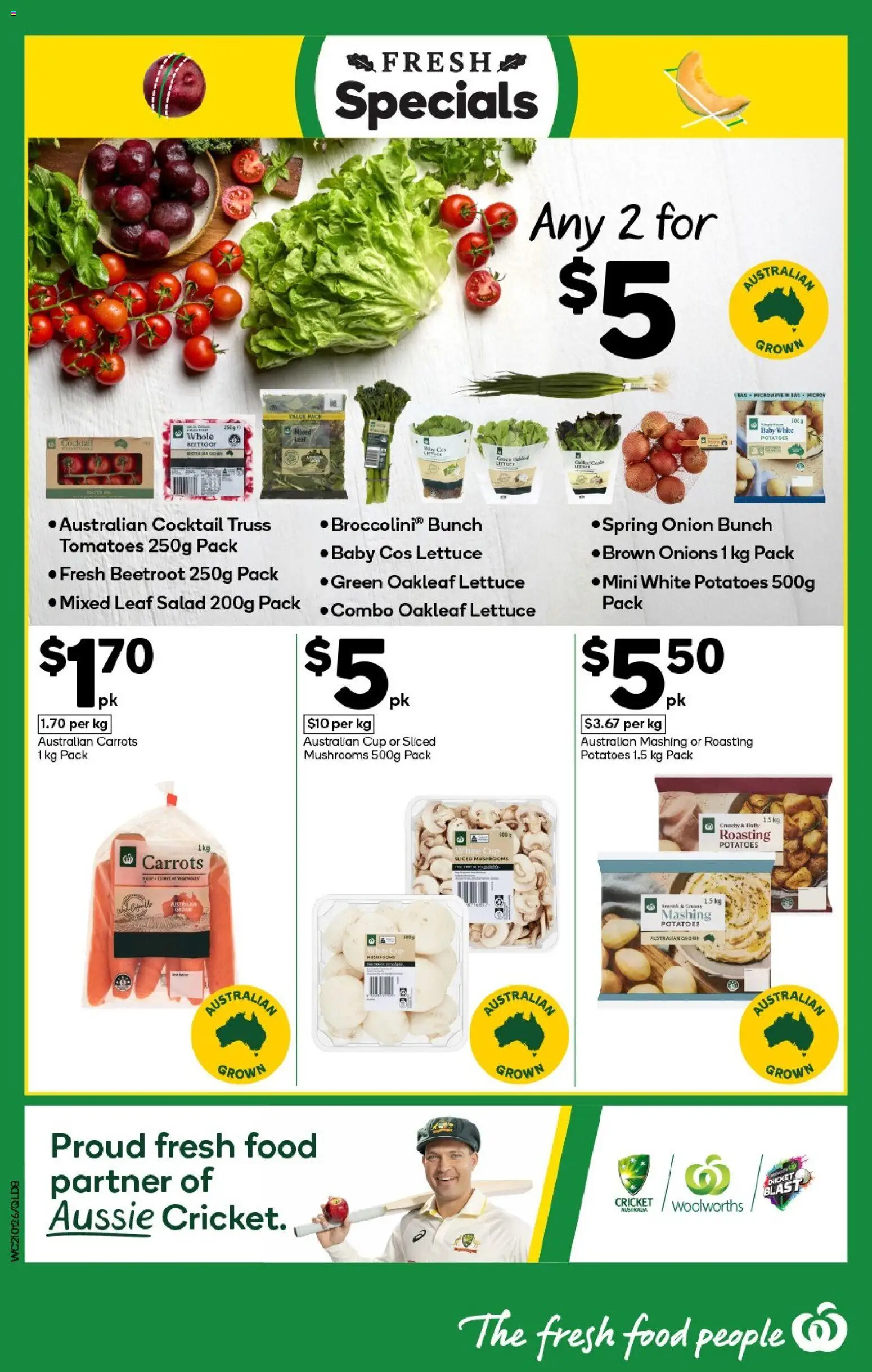 Woolworths catalogue - valid from 21.01.2026 | Page: 8 | Products: Mushrooms, Salad, Potatoes, Beetroot