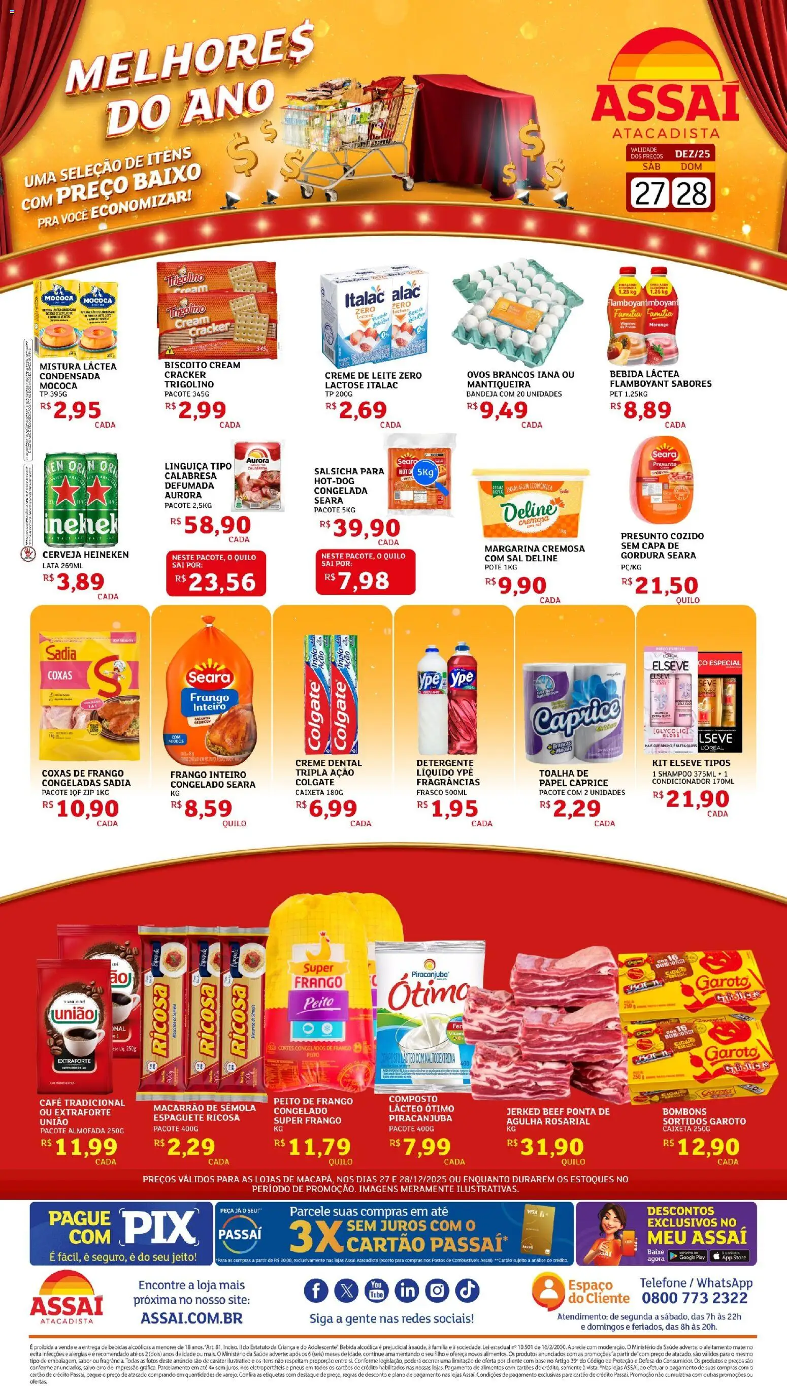 Assaí Atacadista Folheto - válido de 27.12.2025 | Página: 1 | Produtos: Almofada, Leite, Presunto, Macarrão