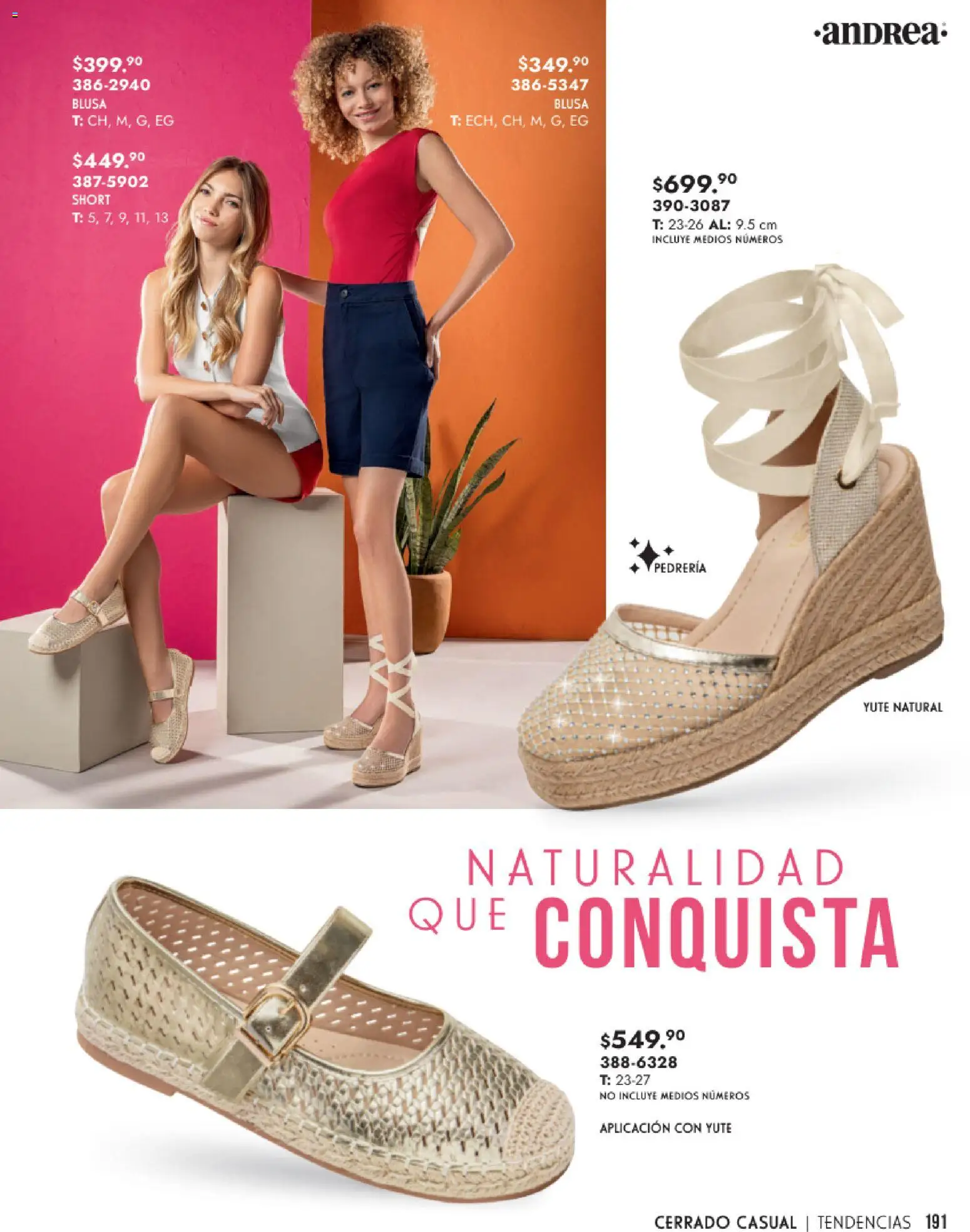 Nuevas ofertas de Andrea válidas en toda la República Mexicana desde el 25.01.2026. ¡Encuentra las mejores ofertas en Andrea catálogo Calzado Dama! | Página: 191 | Productos: Blusa, Short