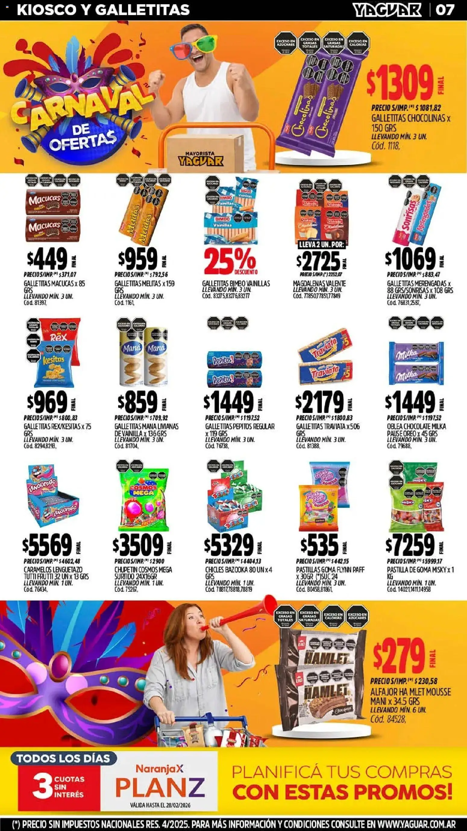 Yaguar - Oferta Semanal Salta │ válido desde el 16.02.2026 | Página: 6 | Productos: Galletitas, Mani, Mousse, Chocolate