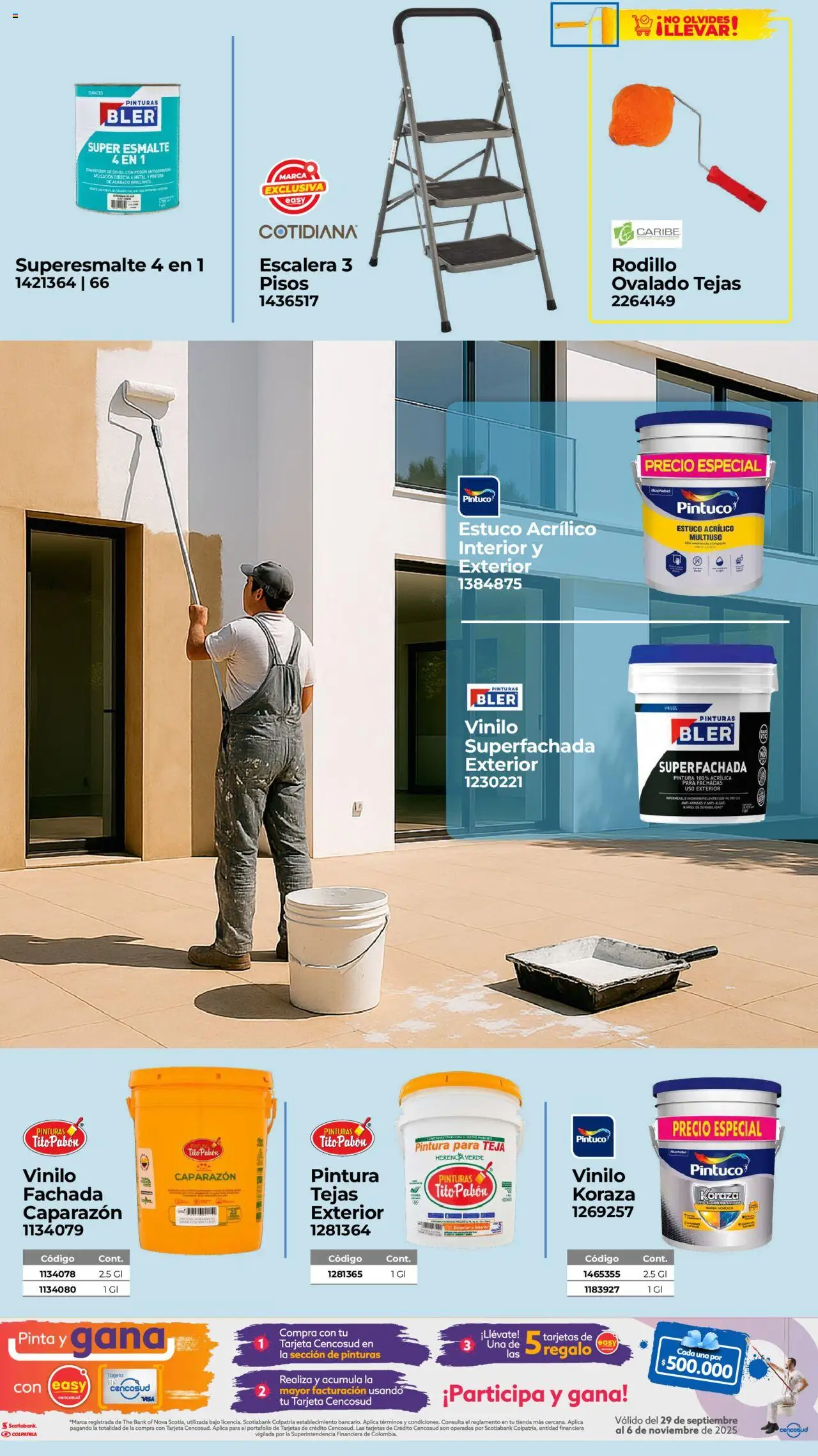 Easy revista - valida desde el 29.09.2025 | Página: 17 | Productos: Pintura, Rodillo, Tejas, Escalera