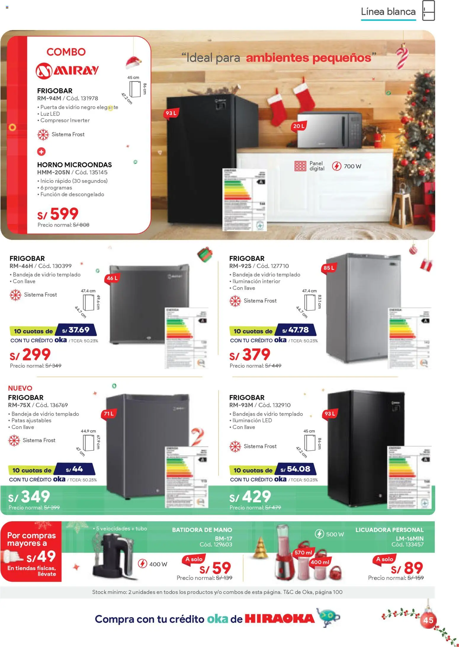 Catálogo Hiraoka válido desde 06.12.2025 | Página: 45 | Productos: Horno, Horno microondas, Batidora, Licuadora