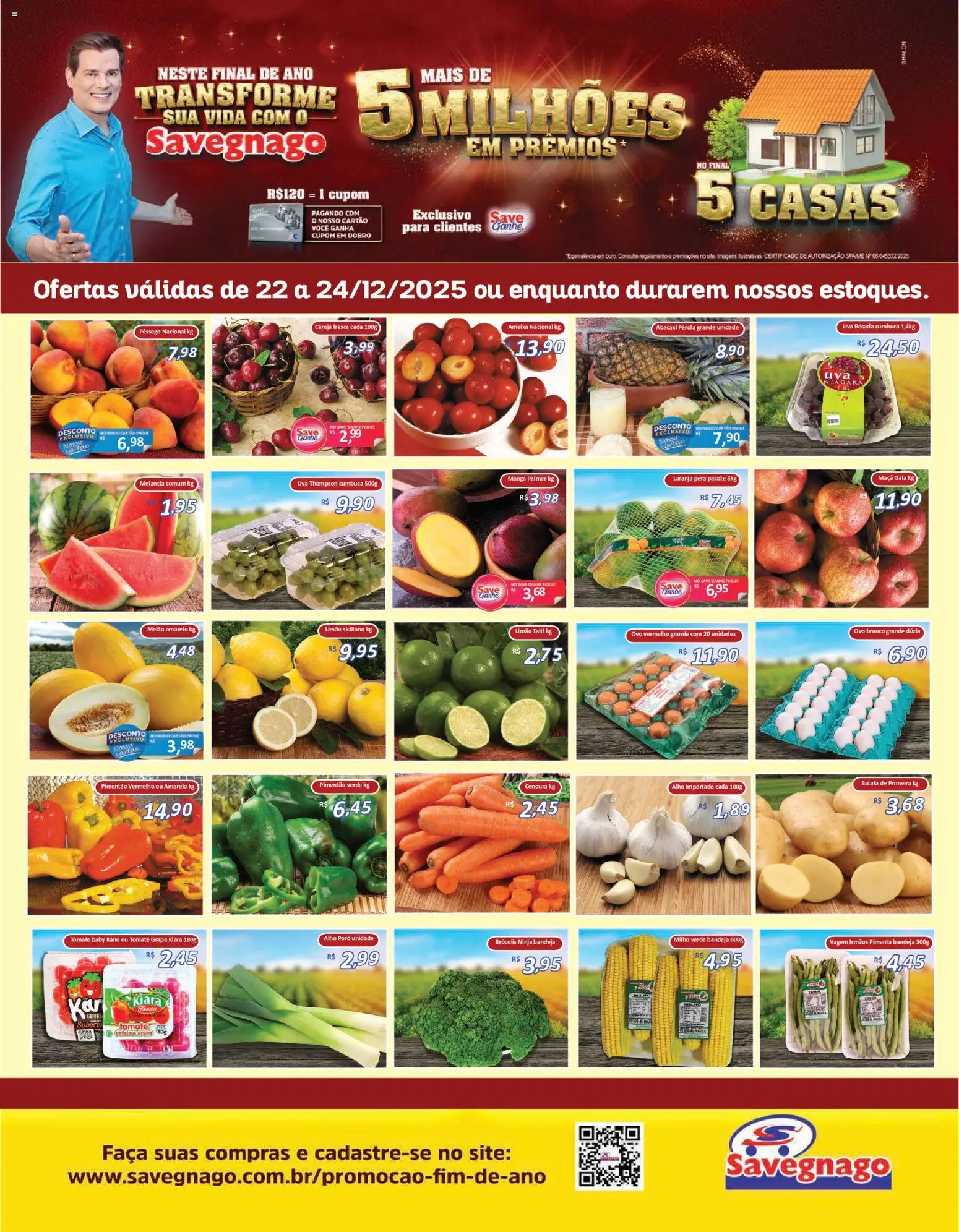 Savegnago Folheto - válido de 22.12.2025 | Página: 1 | Produtos: Pimentão, Vagem, Abacaxi, Cenoura