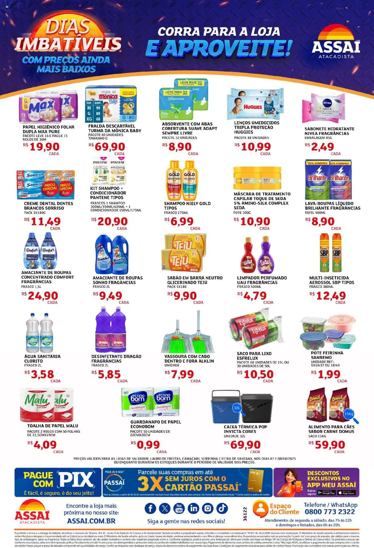 Assaí Atacadista Folheto - válido de 07.08.2025 | Página: 4 | Produtos: Bebida, Amaciante, Vassoura, Guardanapo